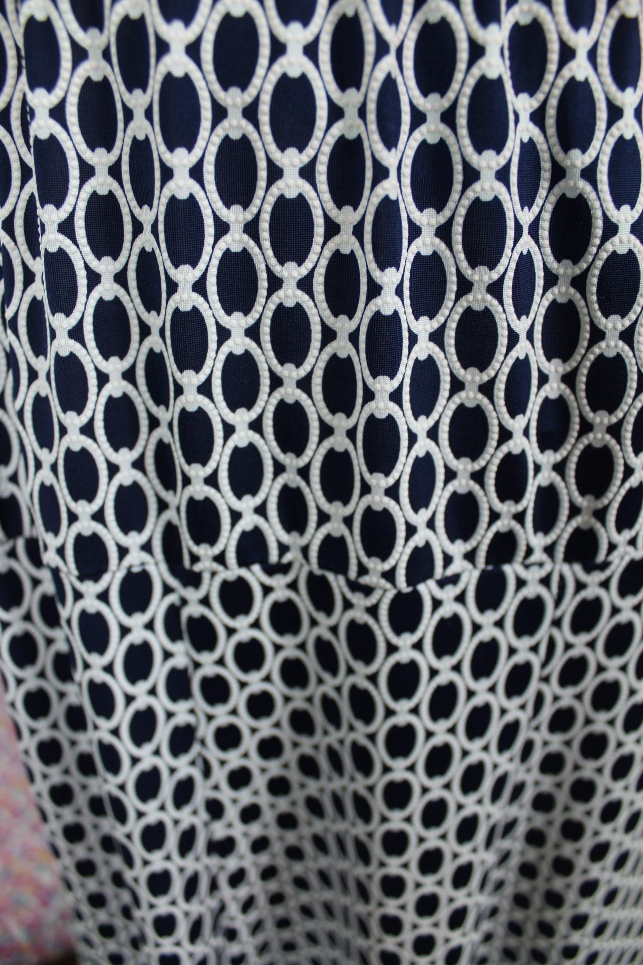 🌸🍒Jupe vintage 90's "Liliane" bleu marine - anneaux & pois en relief - Taille 40/42🍒🌸