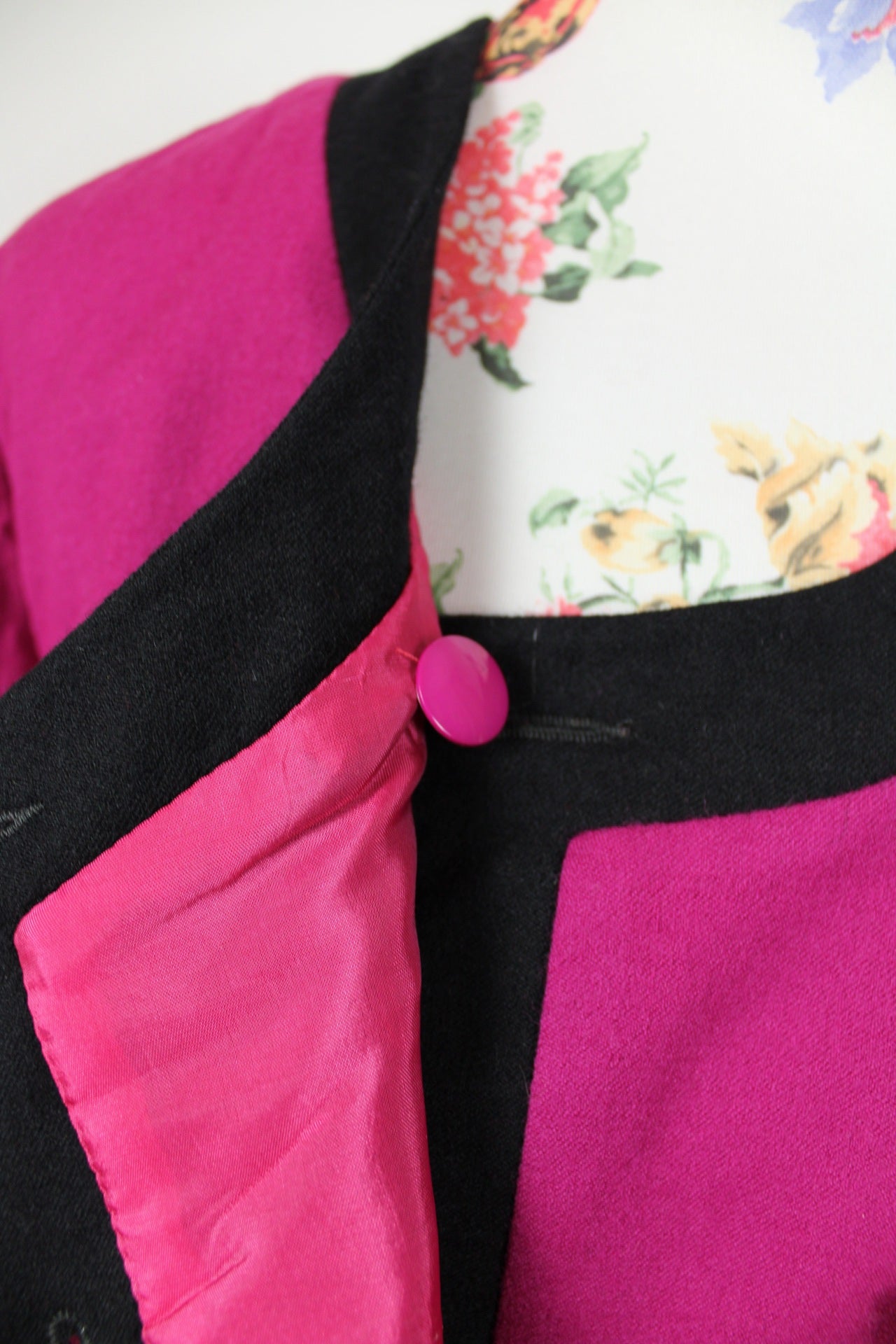 🌸🍒Veste vintage 80's pure laine woolmark fuchsia - made in France Coïncidence - Taille 38/40🍒🌸