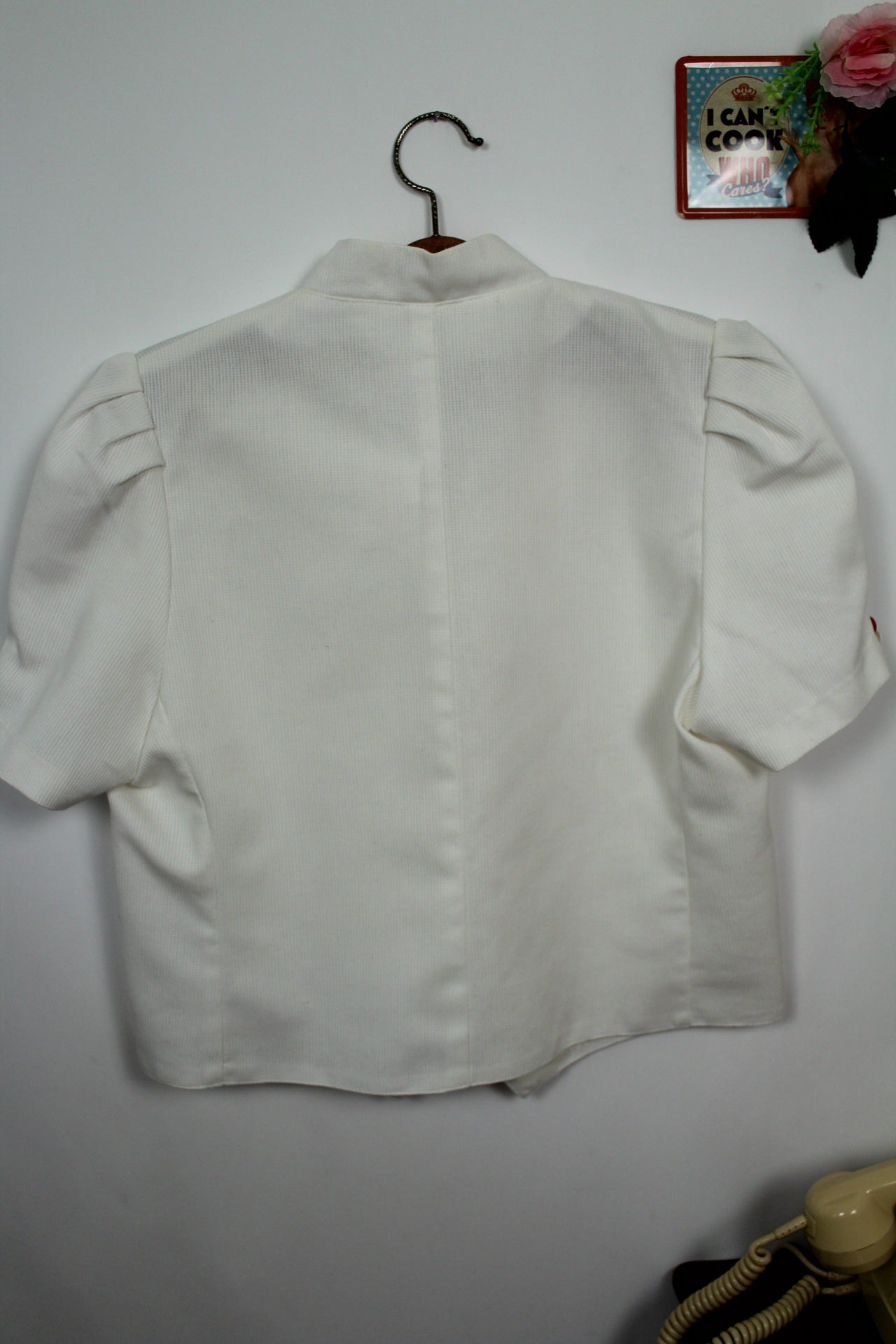 🌸🍒Chemisier blanc vintage 80/90s en coton épais côtelé - Taille 40🍒🌸