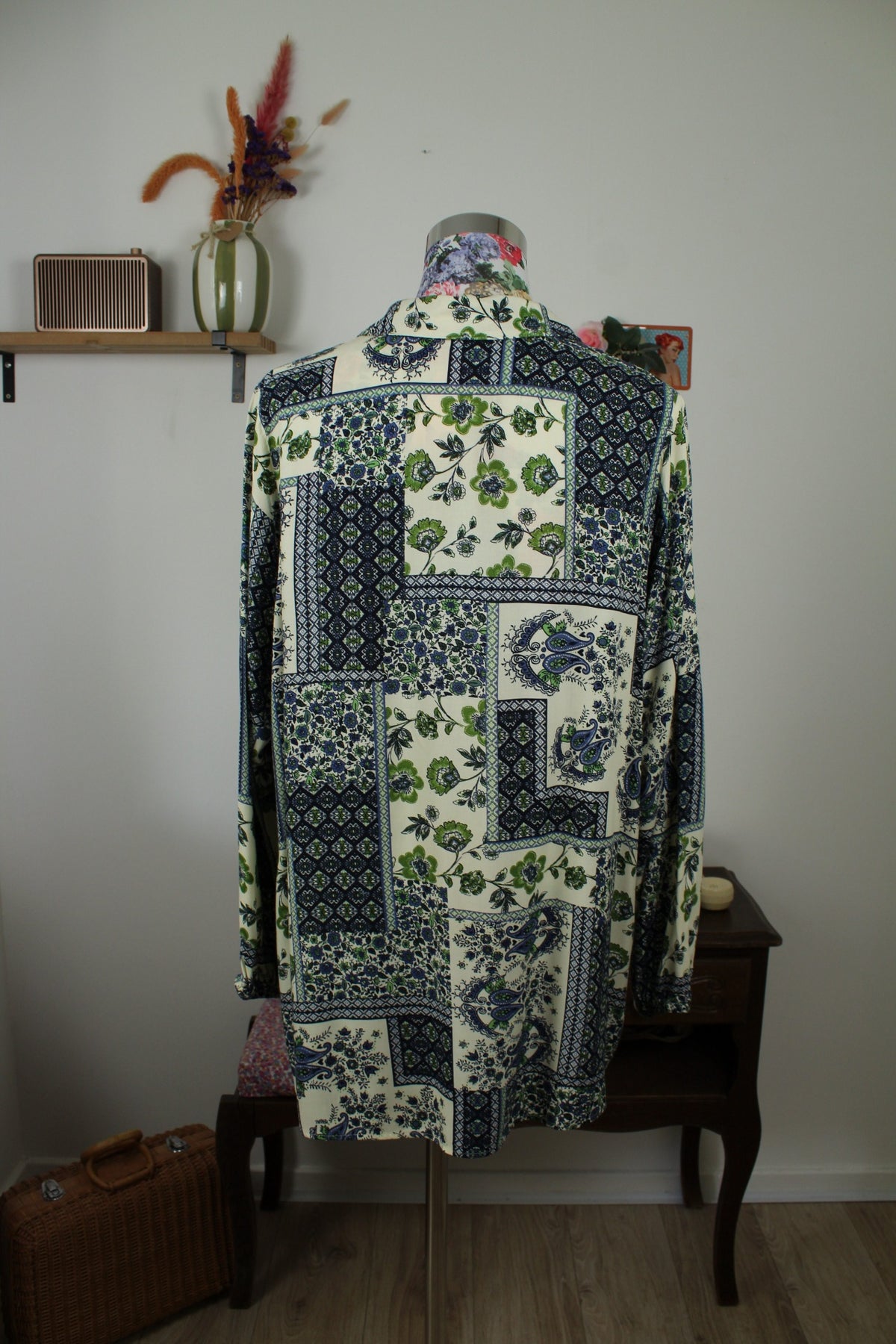 Blouse imprimée patchwork bohème chic - coton made in Vietnam - Taille 44/46