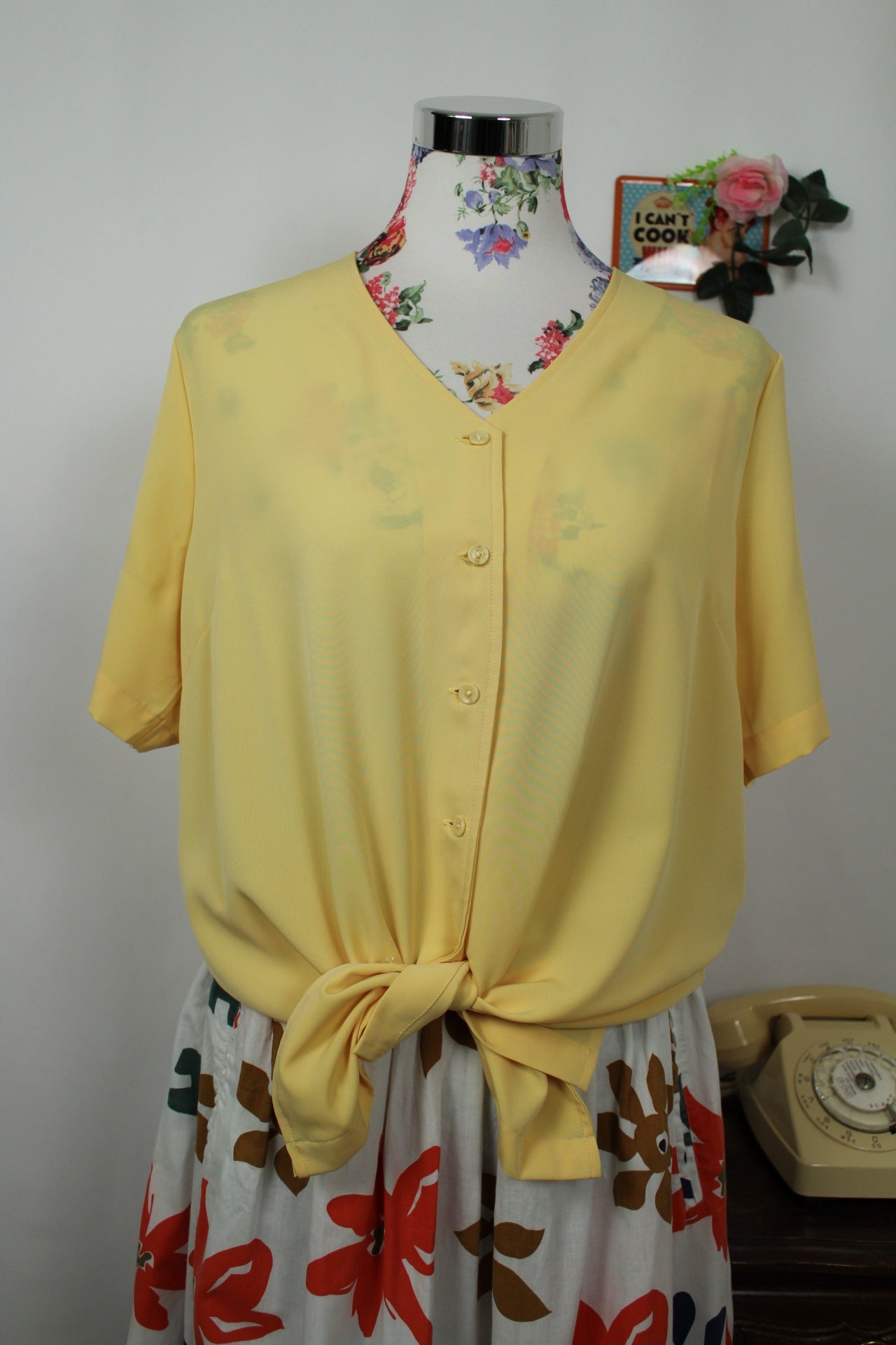 🌸🍒Blouse vintage 90's jaune clair ensoleillé - Taille 42/44🍒🌸