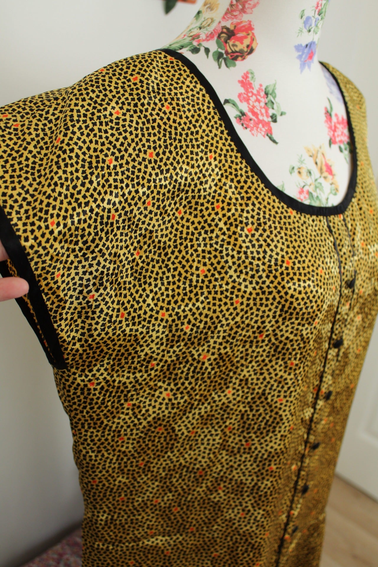 🌸🍒Robe vintage 80's petites fleurs & fleurs satinées jacquard - Taille 40/42🍒🌸