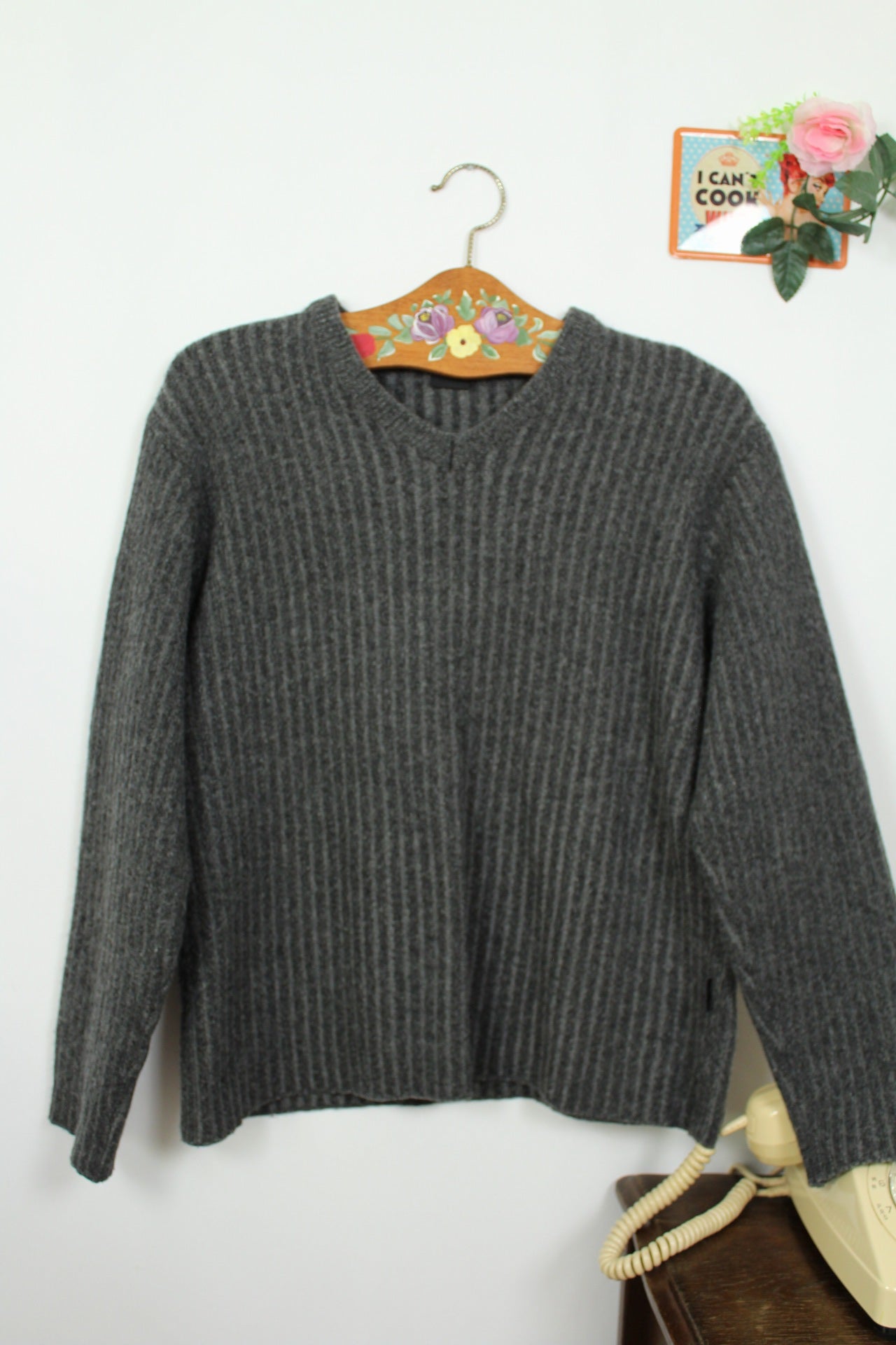 🌸🍒Pull côtelé gris Hugo Boss cachemire - vintage 90's - Taille 40/42🍒🌸