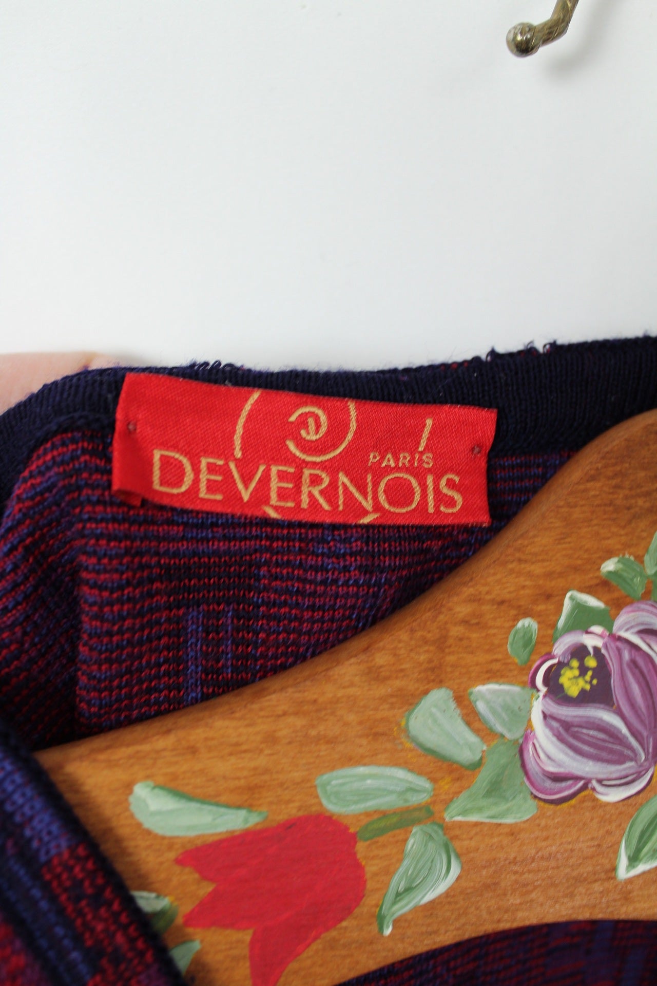 🌸🍒Gilet vintage Devernois Paris 80's - jacquard graphique bordeaux & violet - Taille 40/42🍒🌸