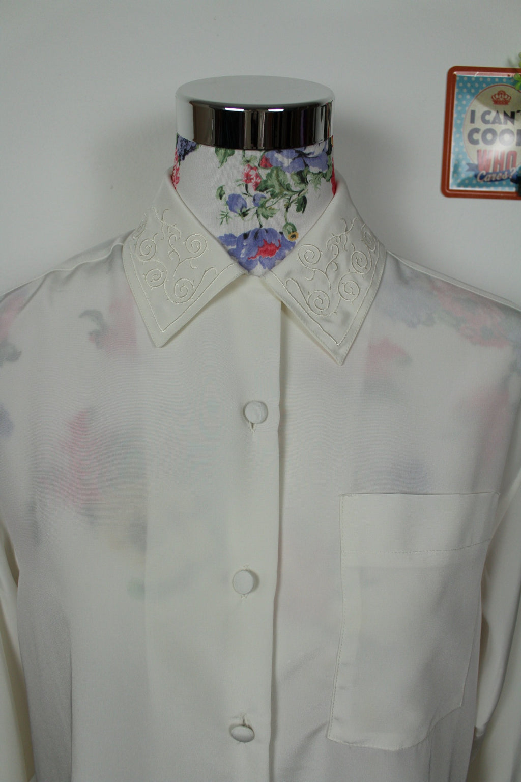 🌸Chemise satinée col brodé romantique Ralph Luigi 80's🍒