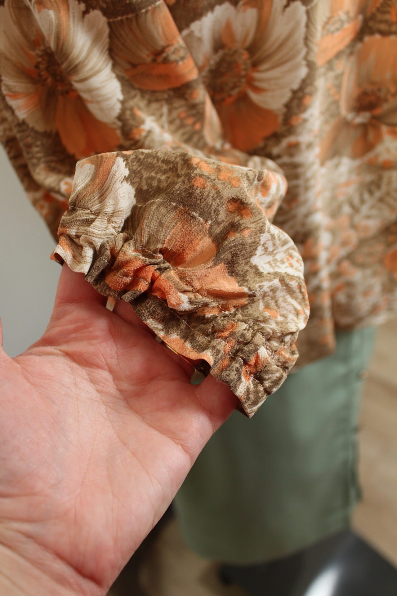 🌸🍒Blouse vintage 70's "papier peint - fleurs automnales" légère - Taille 38/40🍒🌸