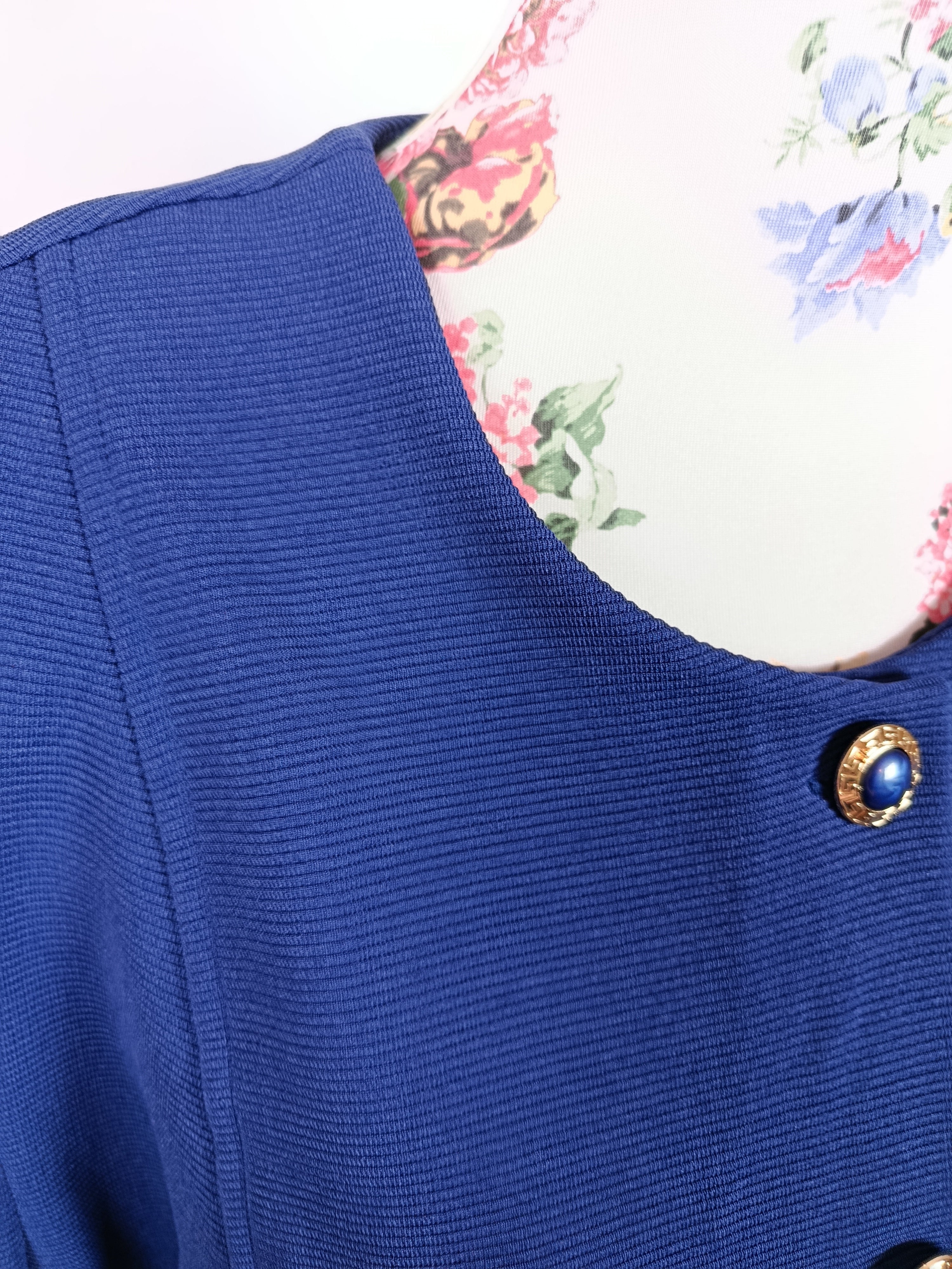 ✨Veste blazer vintage 80/90s - bleu roi à boutons bijoux chic✨