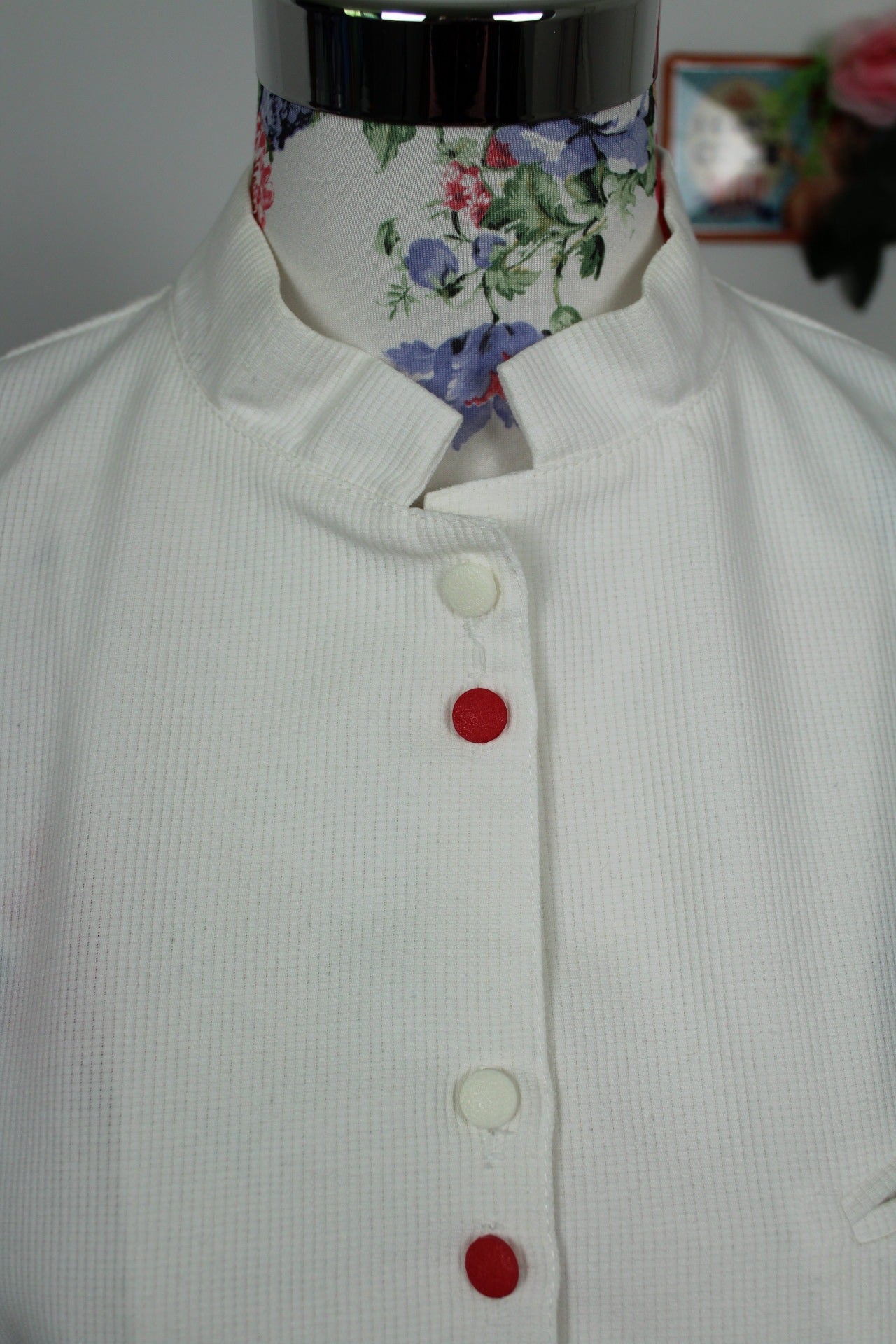 🌸🍒Chemisier blanc vintage 80/90s en coton épais côtelé - Taille 40🍒🌸