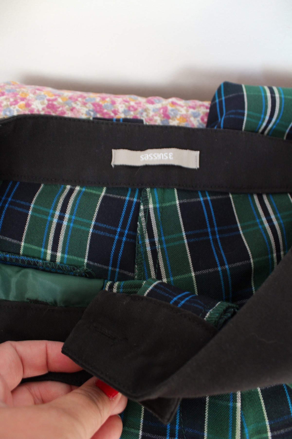 Pantalon rétro rayé vert foncé & noir - coupe skinny - 3 Suisses - Taille 40