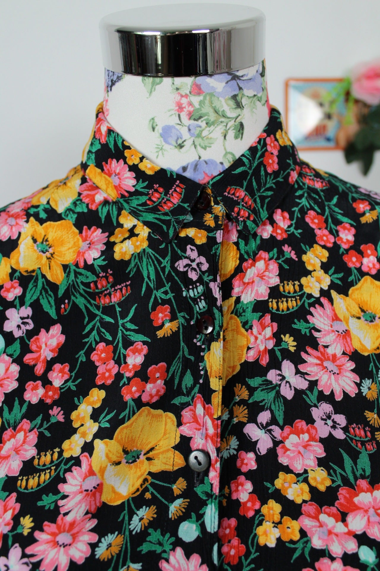 🌸🍒Chemise manches courtes vintage 90's style prairie ultra fleurie - Taille 40/42🍒🌸
