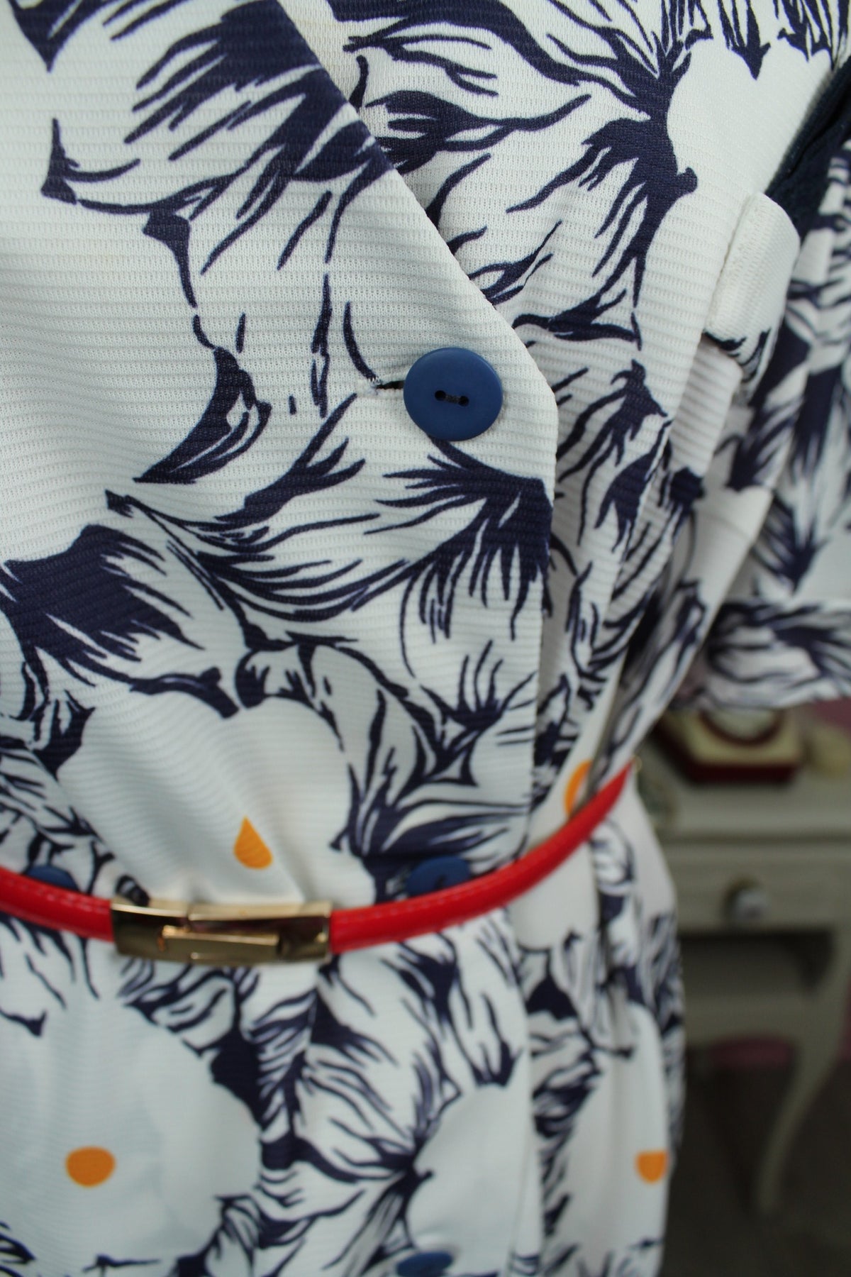 Robe vintage années 80 marguerites graphiques esprit seventies - Taille 46/48