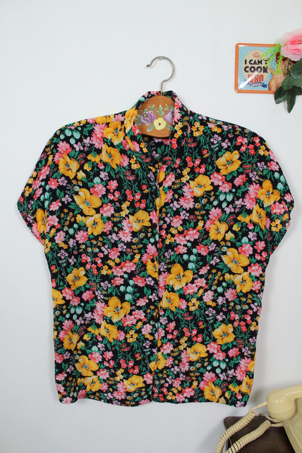 🌸🍒Chemise manches courtes vintage 90's style prairie ultra fleurie - Taille 40/42🍒🌸