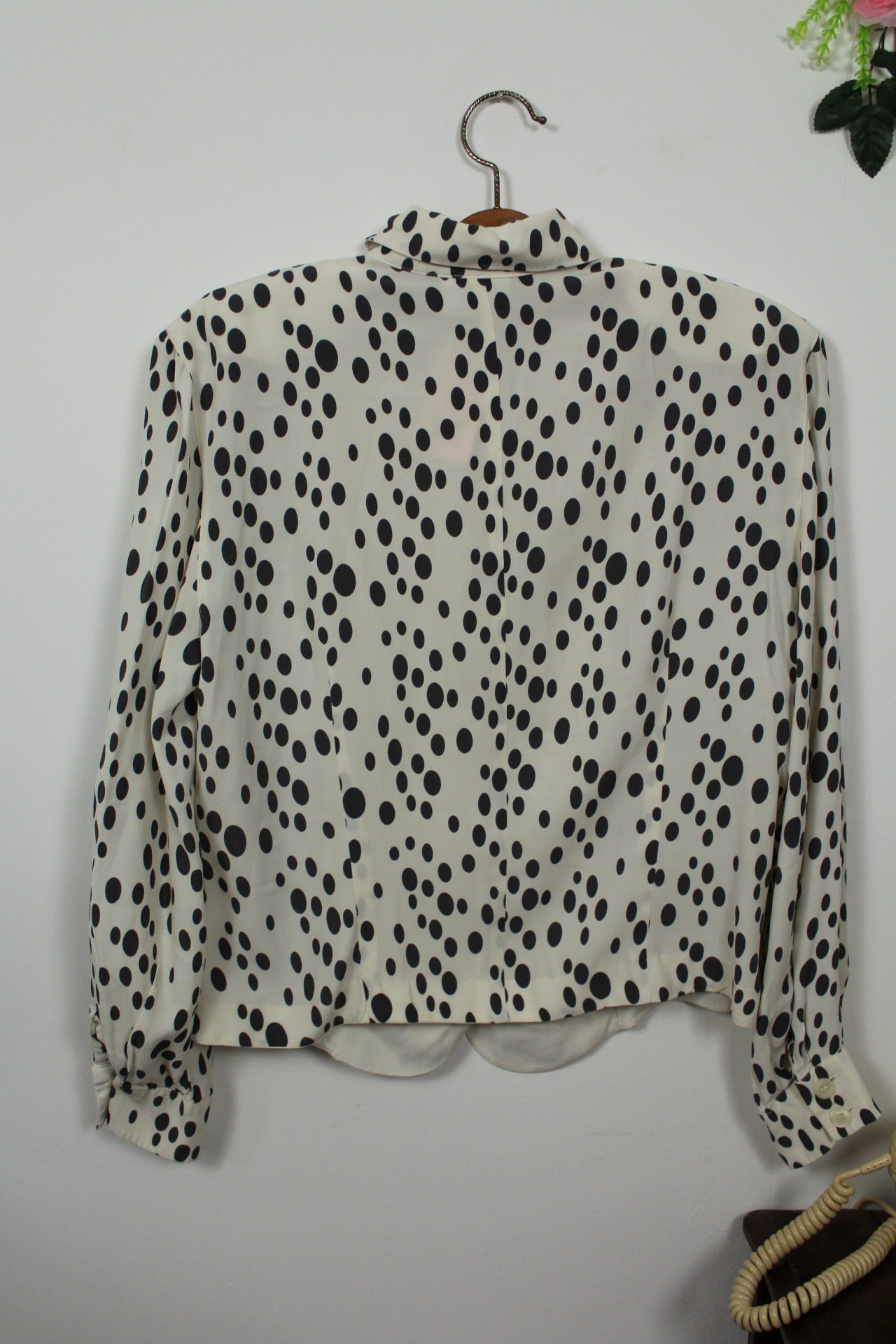 🌸🍒Chemise vintage Betty Barclay 80/90's - blanc écru & pois noir - Taille 40/42🍒🌸