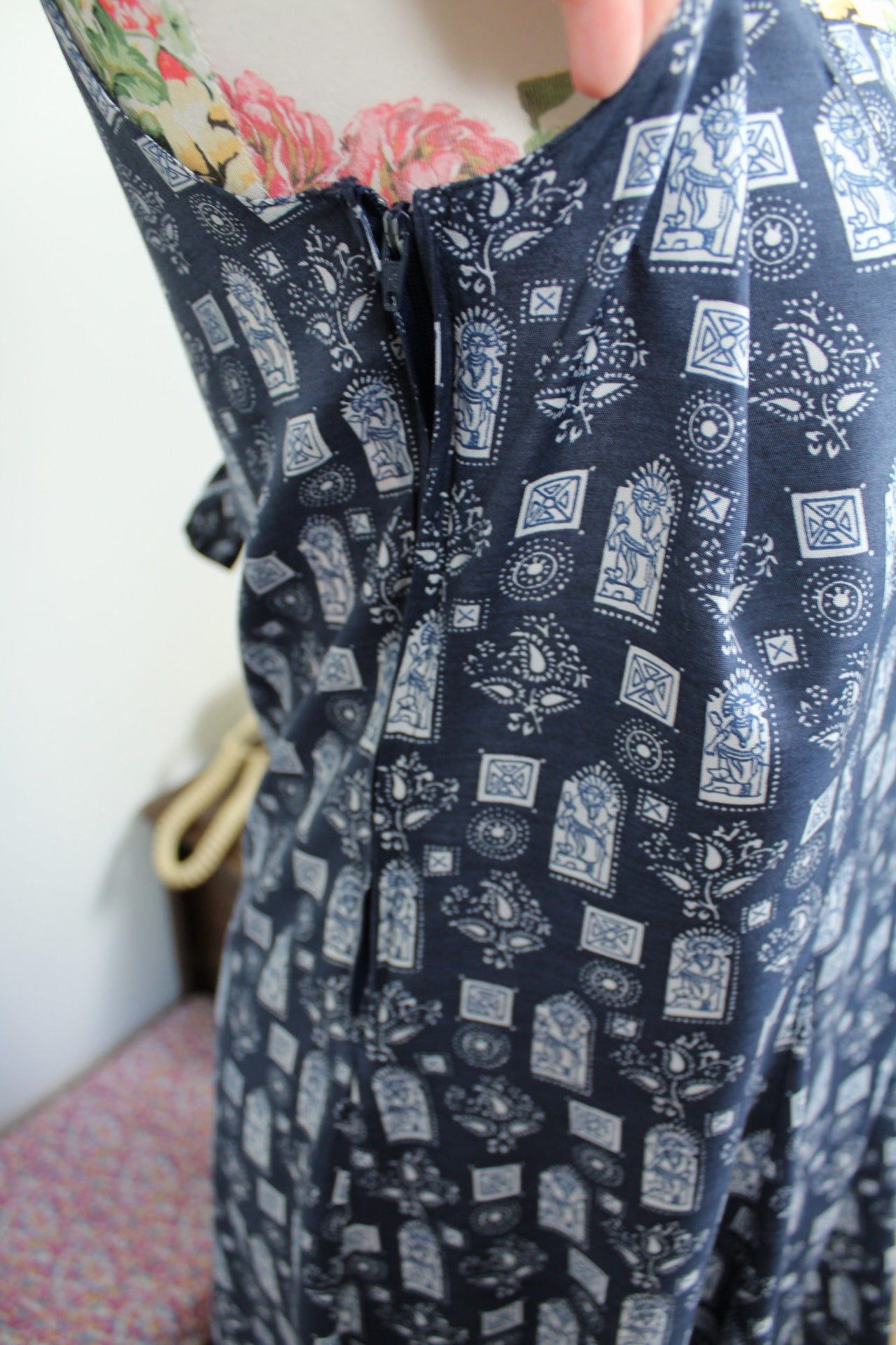 🌸🍒Robe vintage 90's motifs égyptiens dos à nouer - Taille 38/40🍒🌸