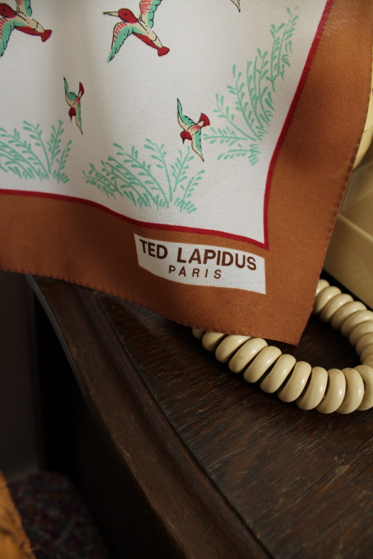 🌸🍒Foulard vintage Ted Lapidus années 70/80 motifs oiseaux🍒🌸