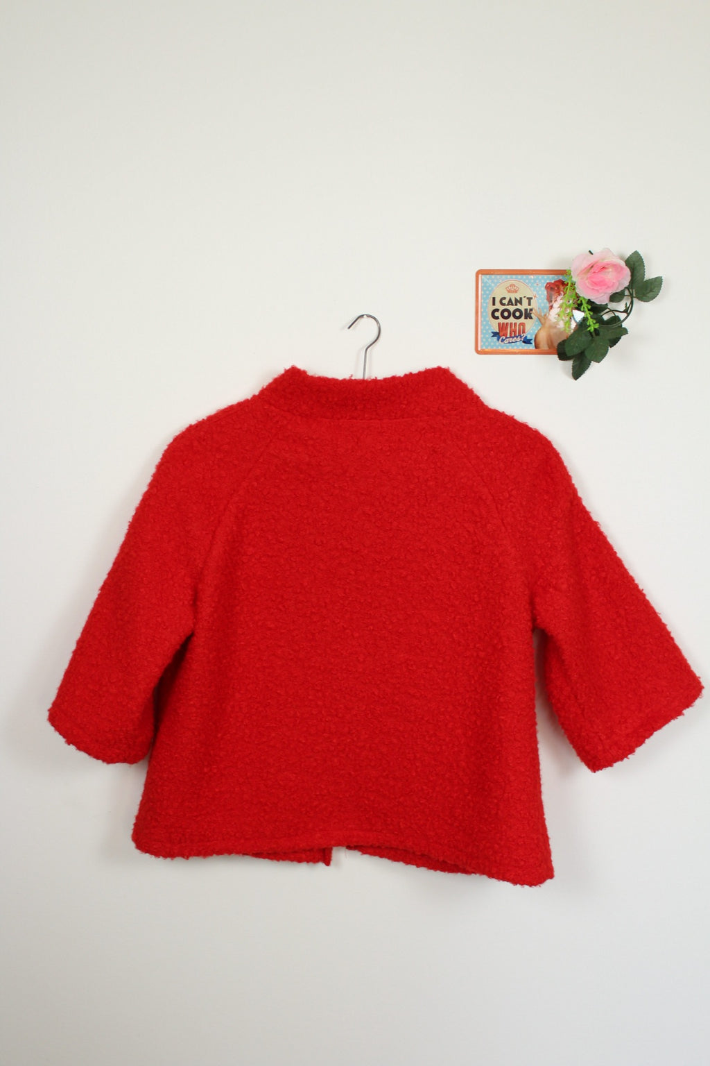 🌸Cardigan rouge bouclé 80's - style Jackie O - made in Italy🍒