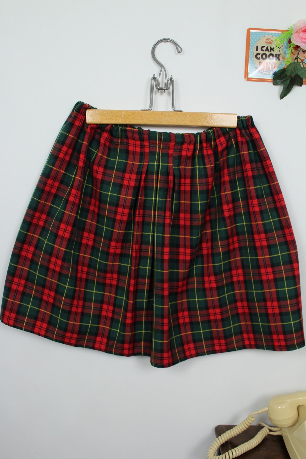 🌸🍒Jupe vintage 80/90s tartan rouge & vert inspiration écossaise - Taille 38 à 42🍒🌸