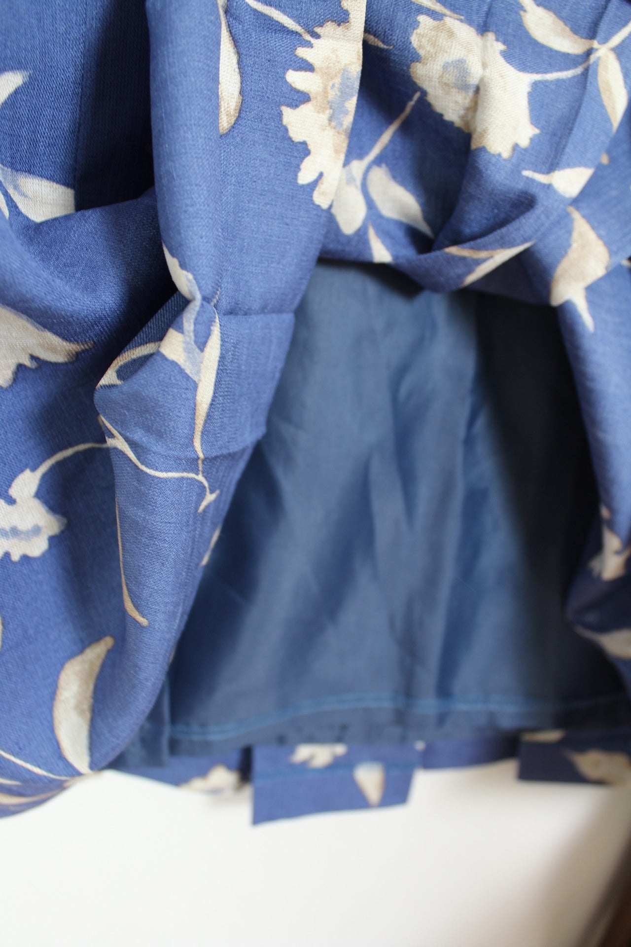 🍒🌸Jupe vintage 80's fleurie bleue et crème - Taille 38🌸🍒