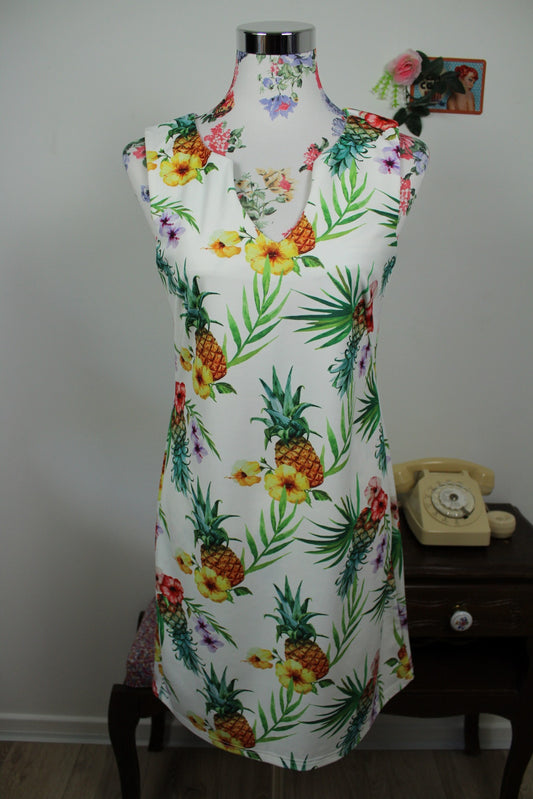 🌸🍒Robe tropicale Molly Bracken Ananas & fleurs des îles - Taille 36🍒🌸