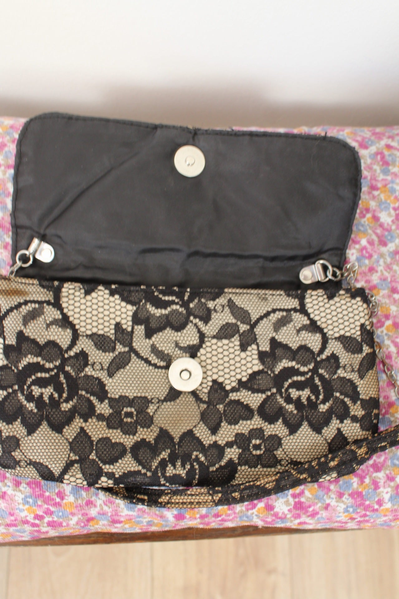 🌸🍒Sac pochette en dentelle noire fleurie Claire's années 2000 Y2k🍒🌸
