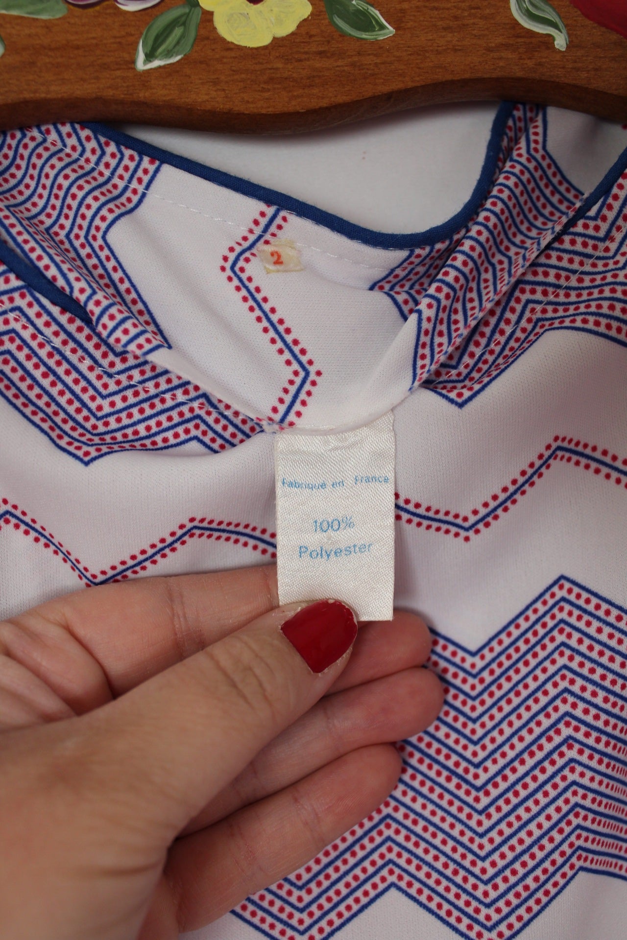 🌸🍒Robe vintage 60/70's manches papillons - zig zag psyché chic à la française - Taille 42/44🍒🌸