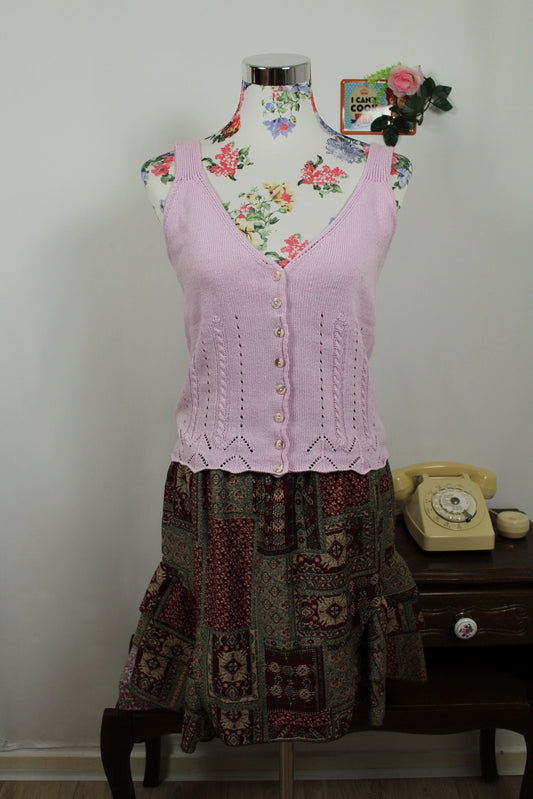 🌸🍒Jupe Agathe Velmont volantée motifs géométriques & fleurs style bohème - Taille 40/42🍒🌸