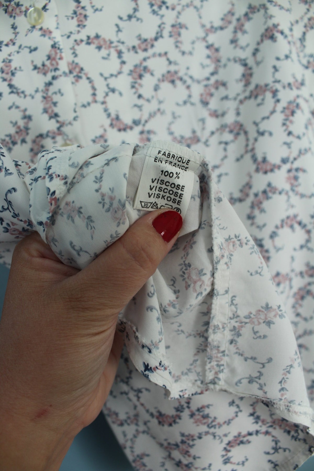Blouse vintage col claudine en dentelle années 90 fleurie romantique - Taille 40/42