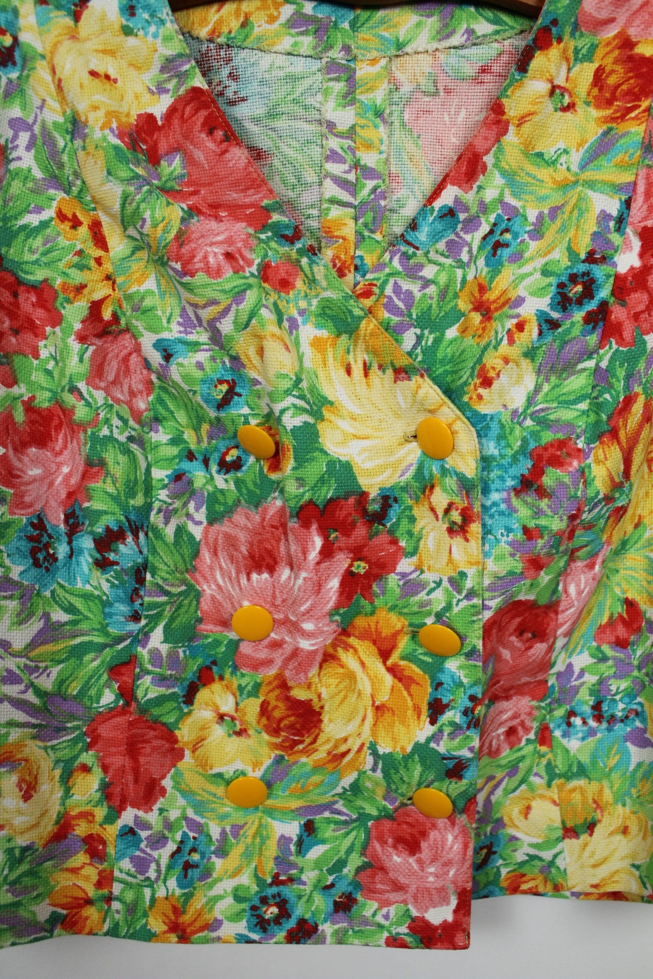 🌸🍒Blouse manches courtes vintage 70's imprimé floral dense - jardin romantique - Taille 42/44🍒🌸