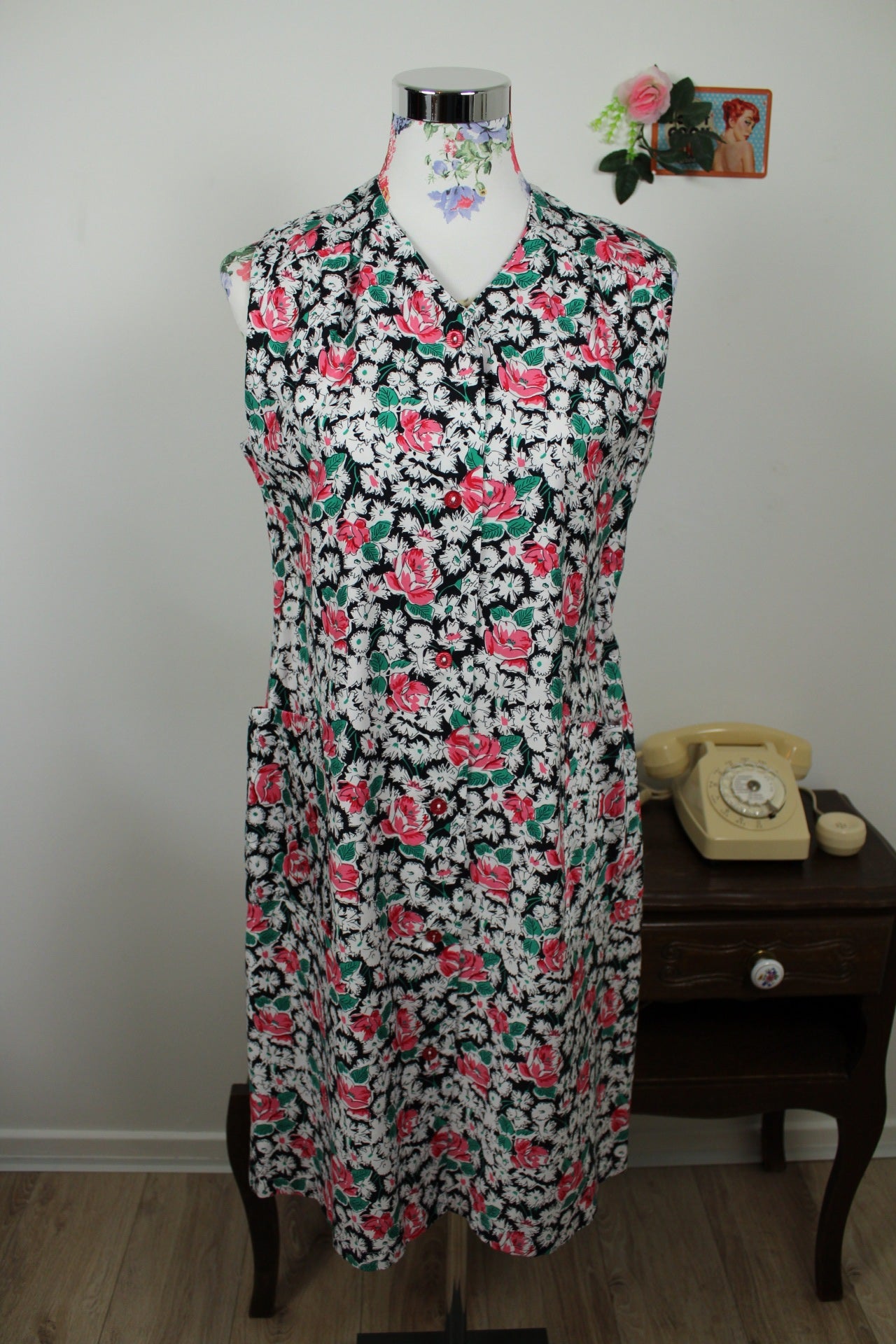 🌸🍒Robe vintage 80's printanière fleurie romantique - Taille 40🍒🌸