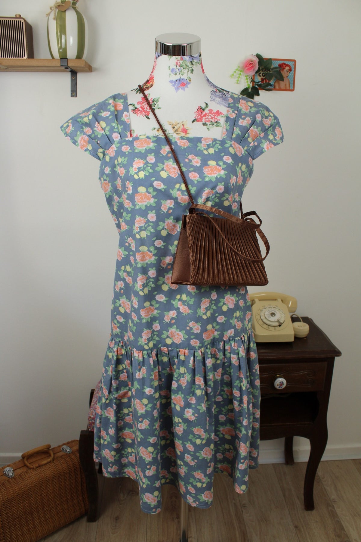 🌸🍒Sac rétro bronze plissé style pin-up chic🍒🌸