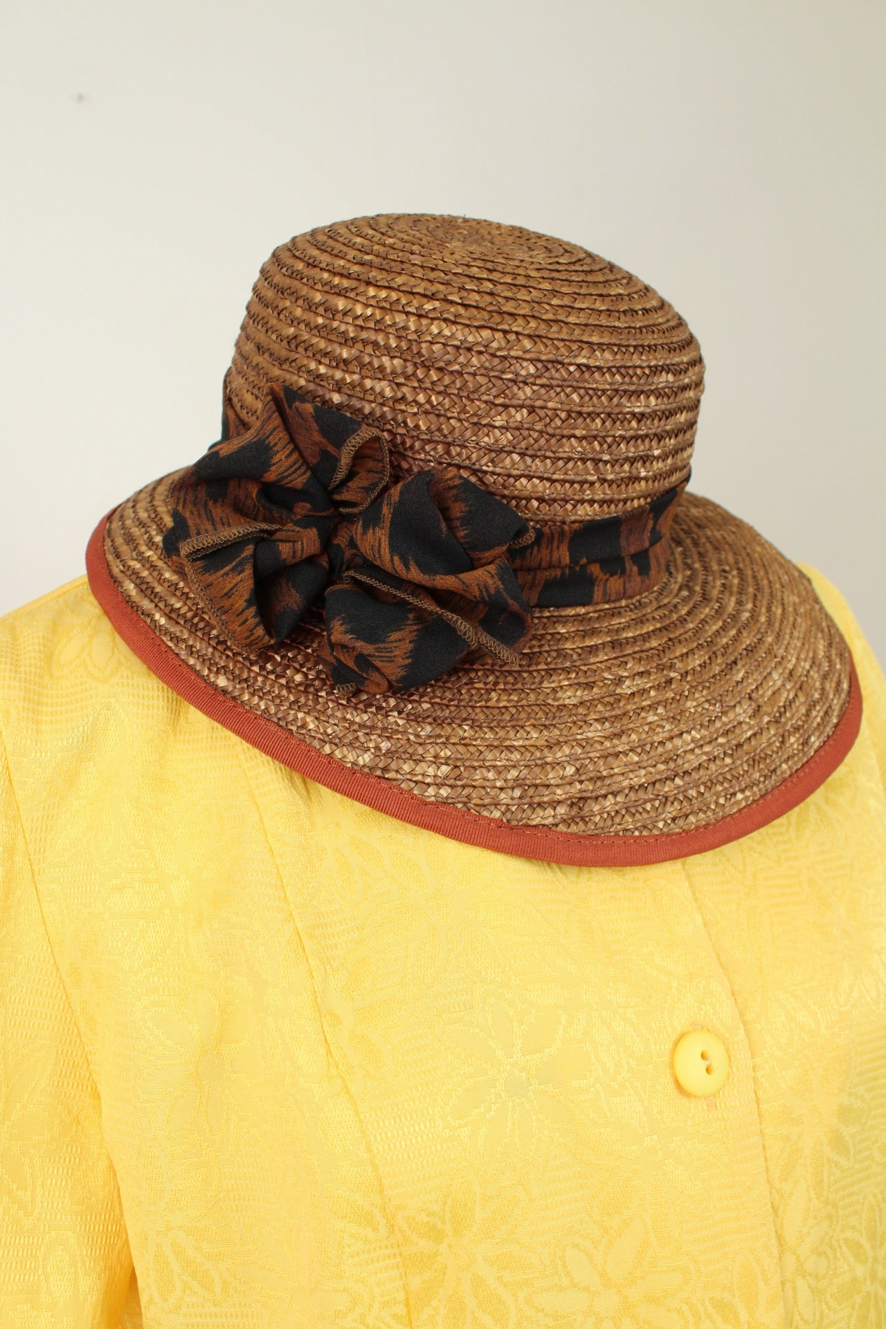 🌸🍒Chapeau vintage années 80/90 nœud style léopard - Taille 54🍒🌸