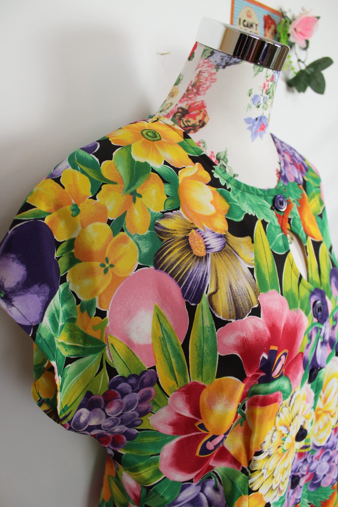 🌸Blouse vintage Christine Laure 90s color pop - fleurs & fruits