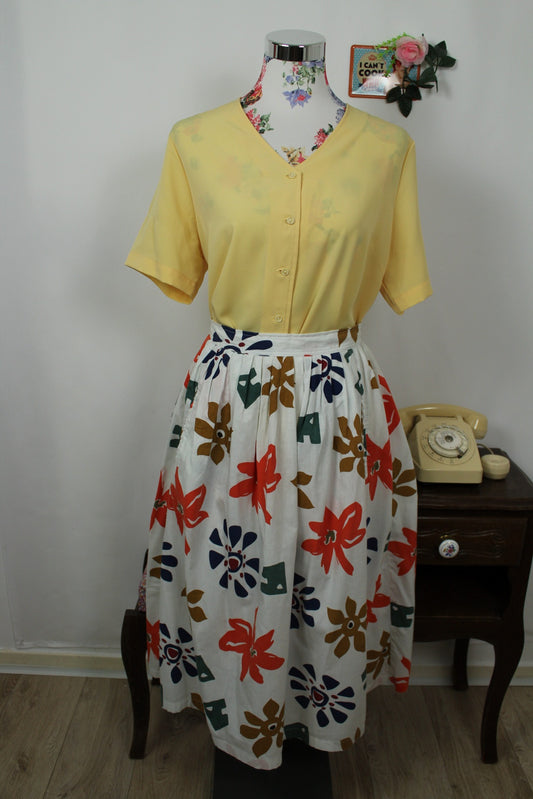 🌸🍒Blouse vintage 90's jaune clair ensoleillé - Taille 42/44🍒🌸