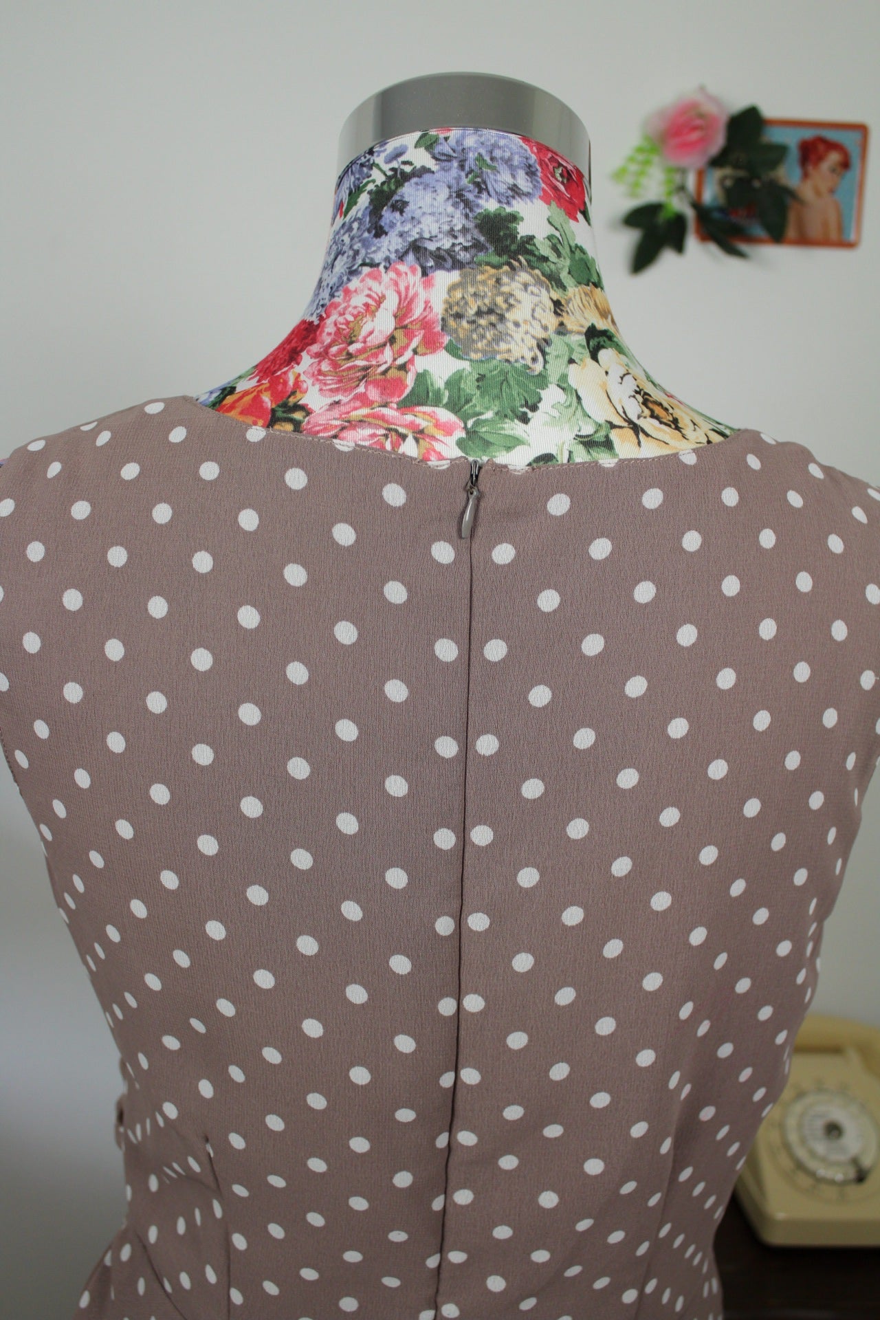 🌸🍒Robe vintage 80/90's à pois style pin-up avec ceinture intégrée - Taille 38🍒🌸