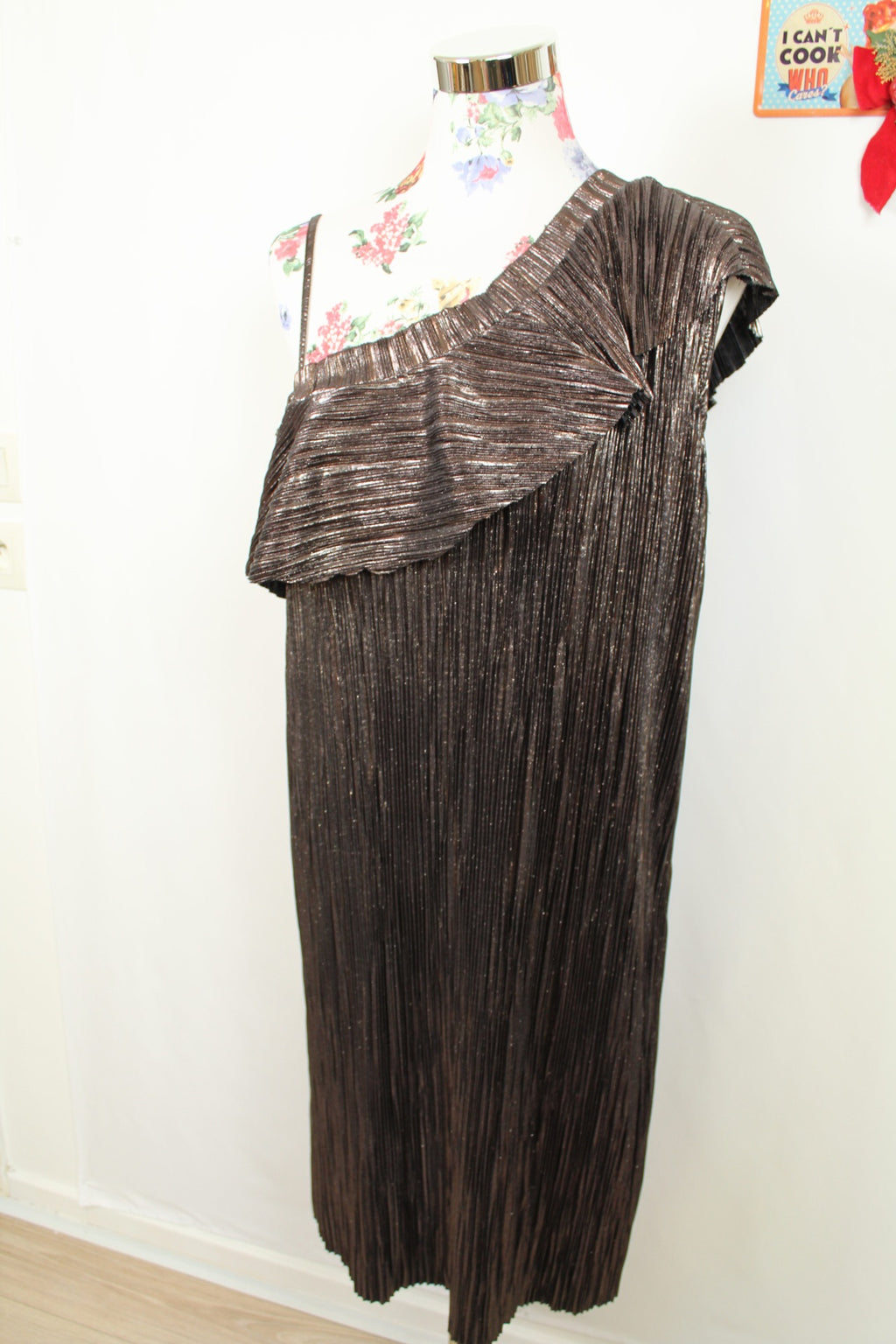 ✨Robe de soirée plissée bronze asymétrique - Promod✨