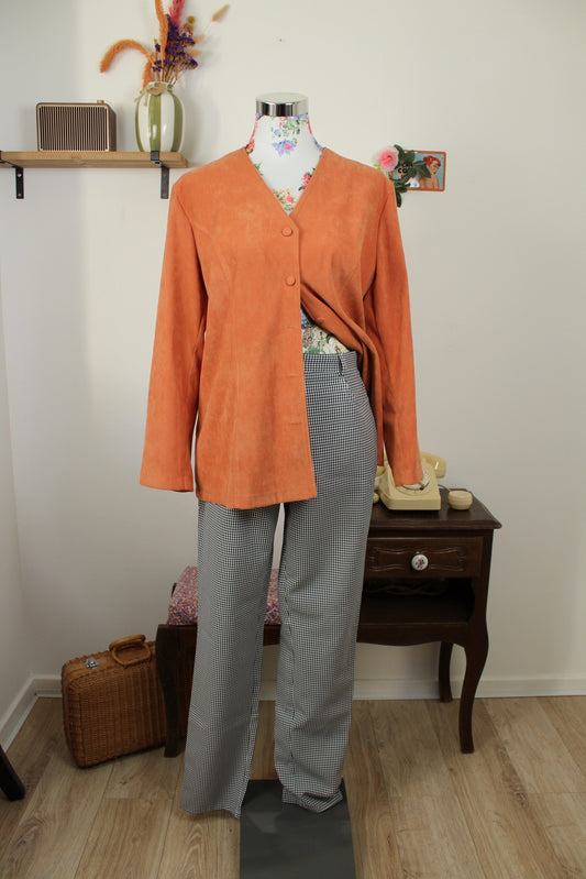 Veste vintage années 90 effet daim orange pep's - Taille 40/42