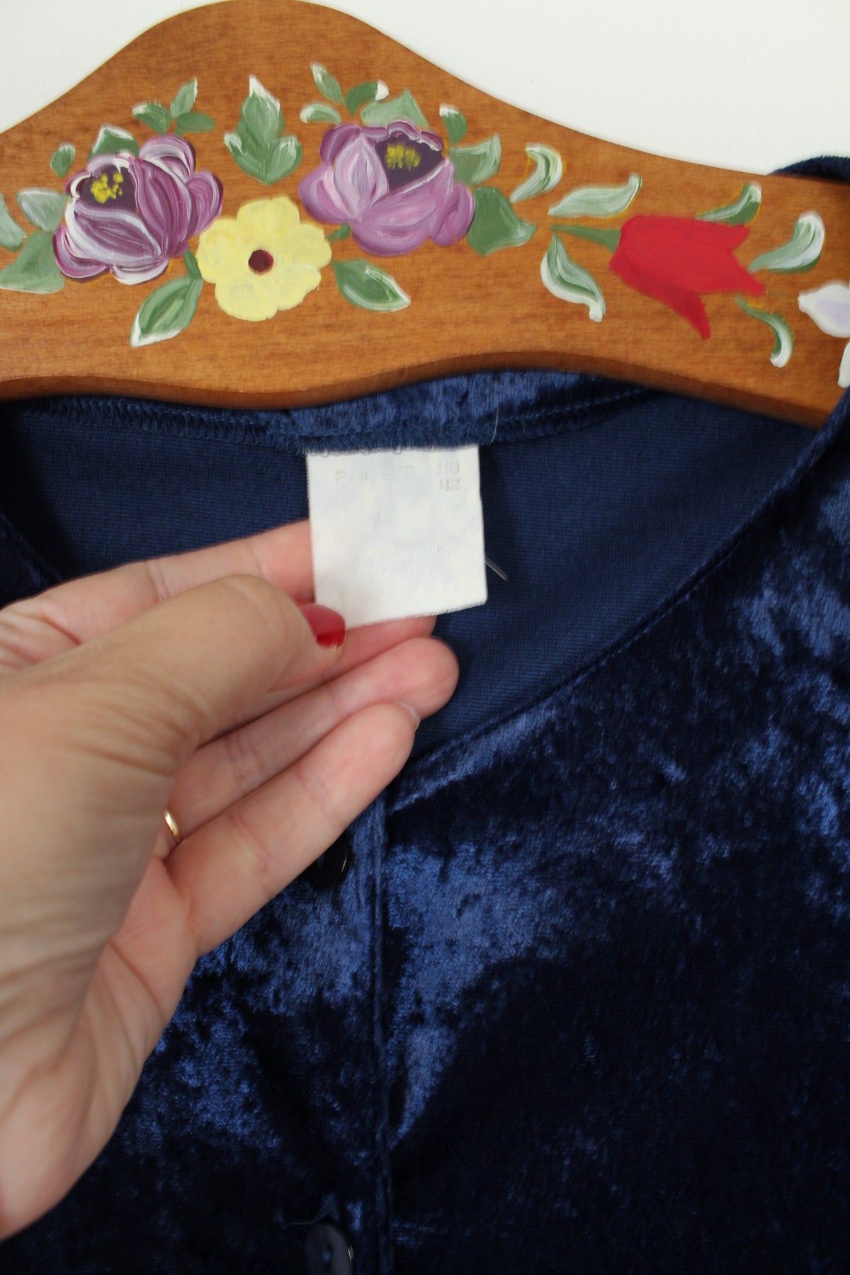Blouse vintage années 90 bi matière velours satiné & transparence marine - Taille 38/40