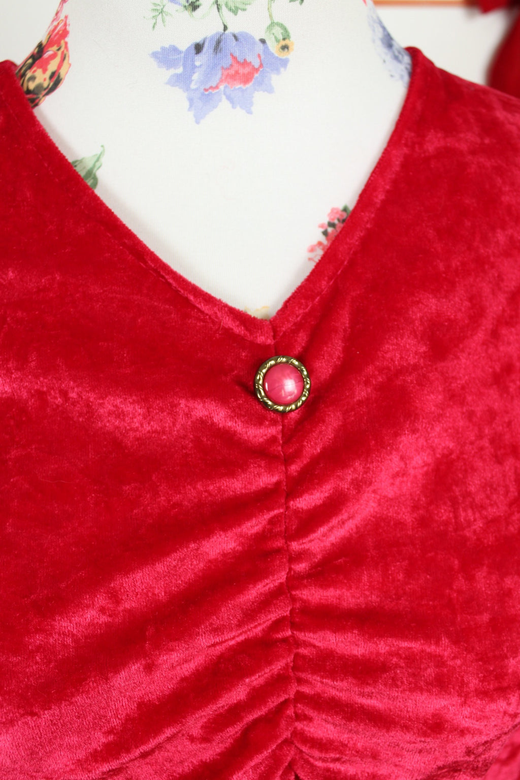 ✨Robe rouge en velours satiné drapé 80's - robe de soirée made in France✨