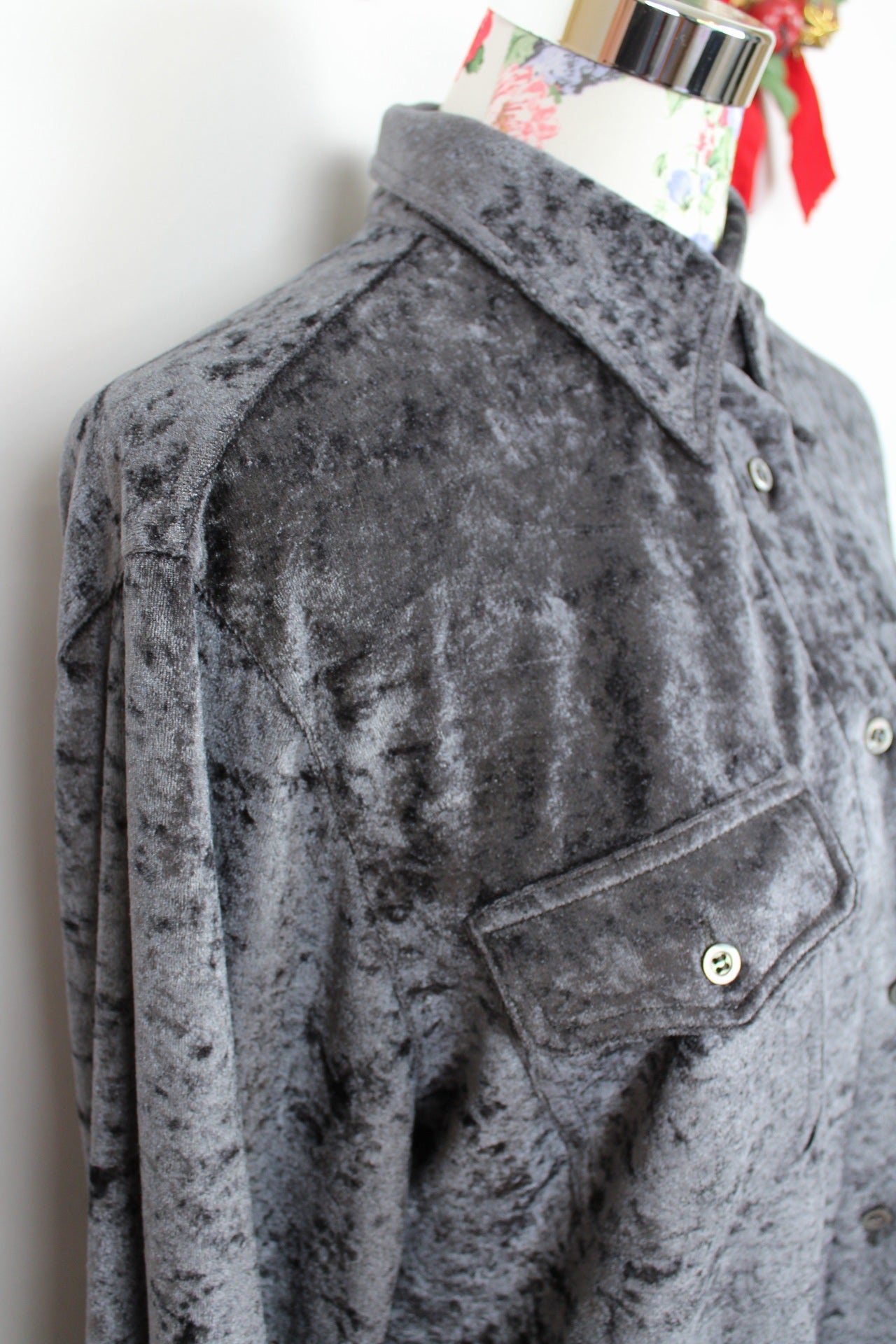 ✨Chemise vintage 90's en velours gris - Miro Sport - Made in Italy - T.38 à 42✨