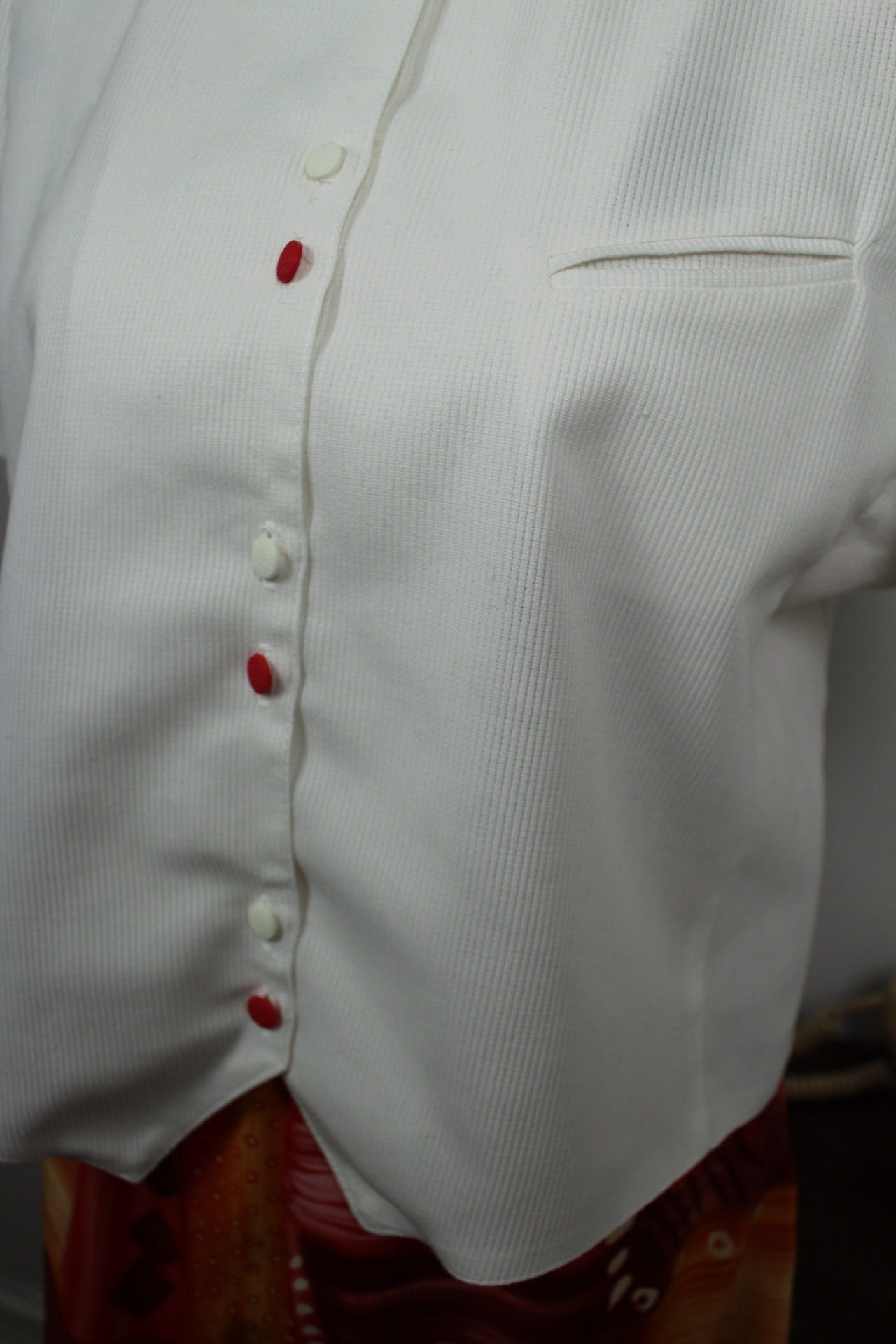 🌸🍒Chemisier blanc vintage 80/90s en coton épais côtelé - Taille 40🍒🌸