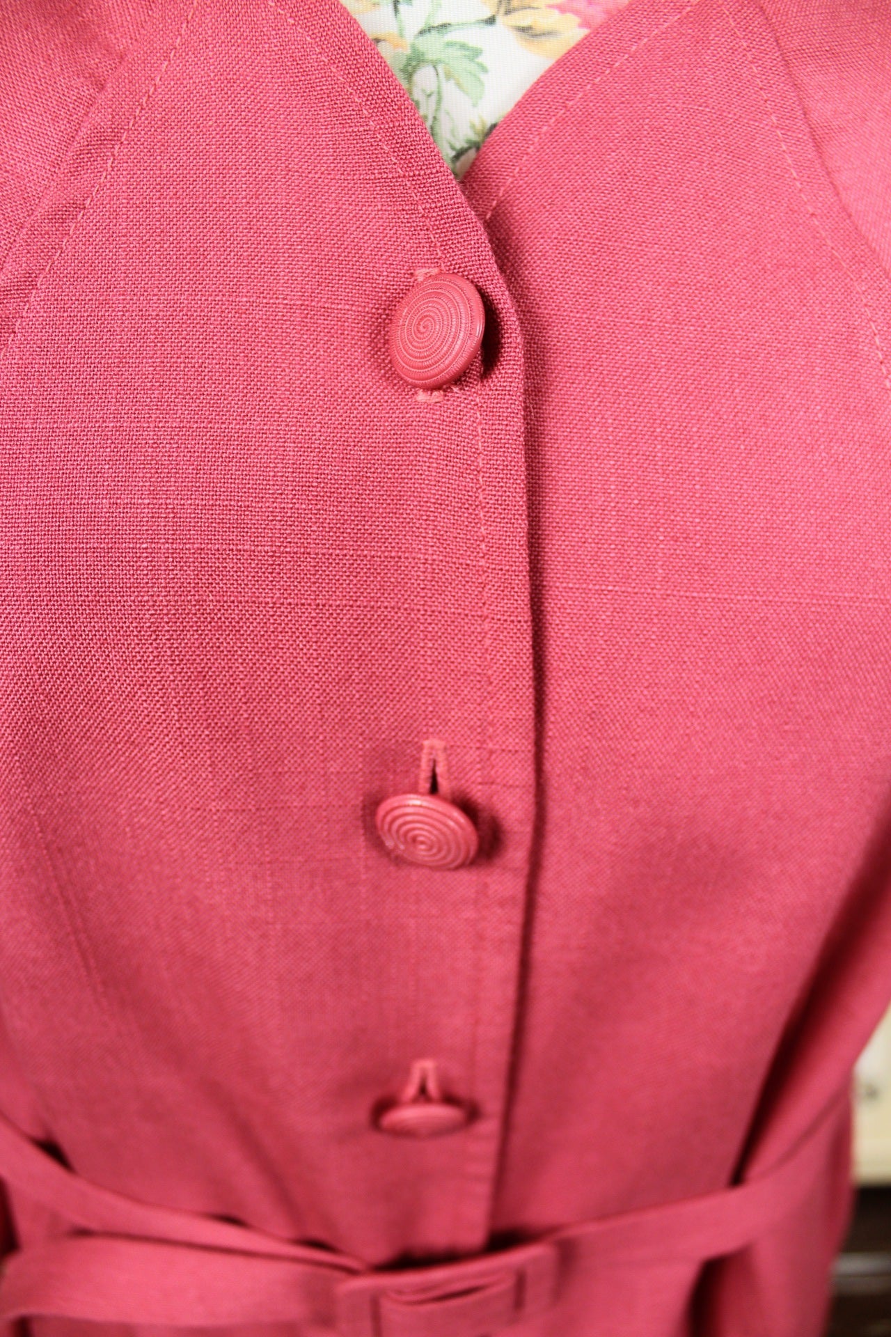 🌸🍒Robe vintage rose poudré 80's - coupe ceinturée🍒🌸