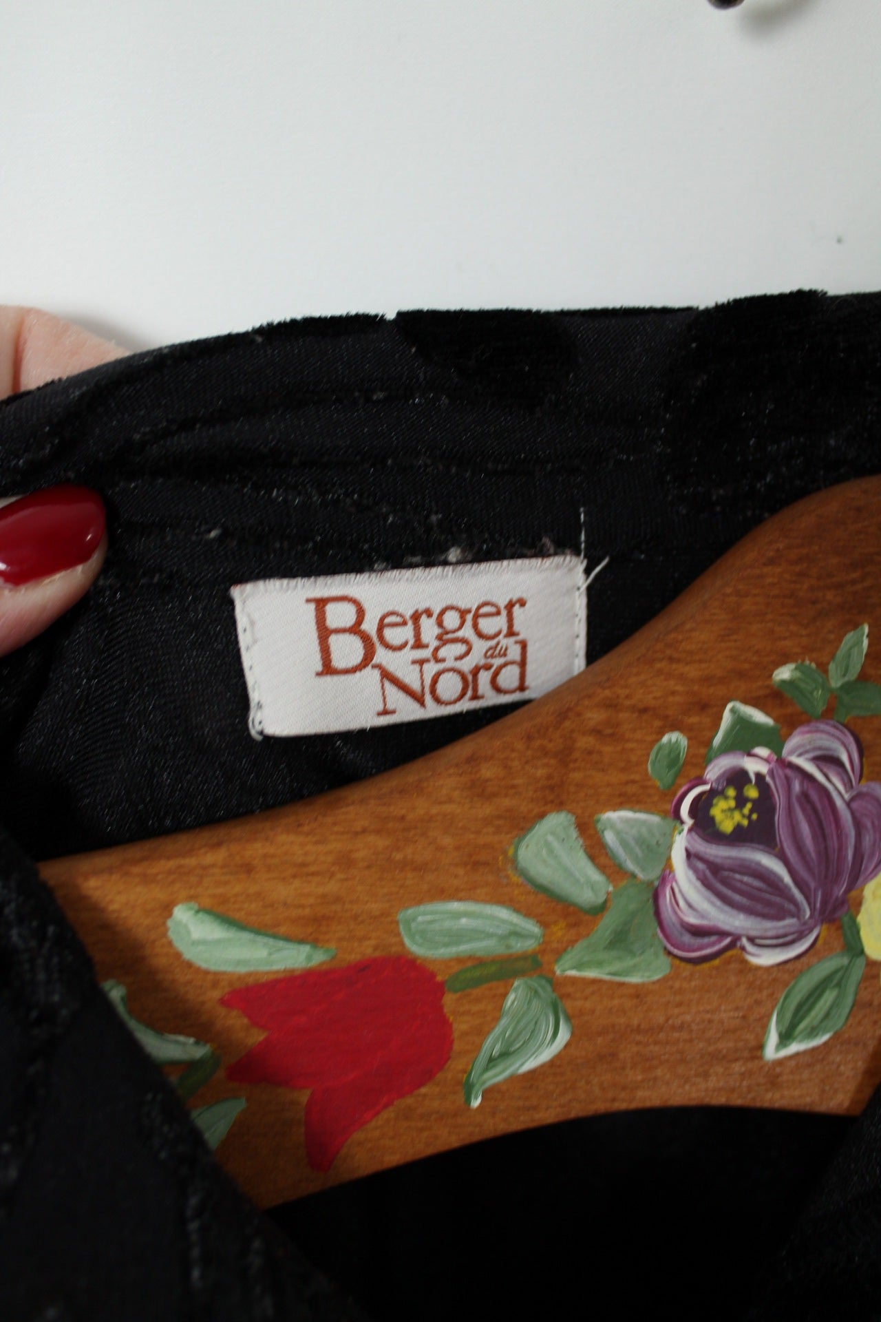 🌸🍒Chemise noire vintage fleurs en velours années 80 - Taille 38/40🍒🌸