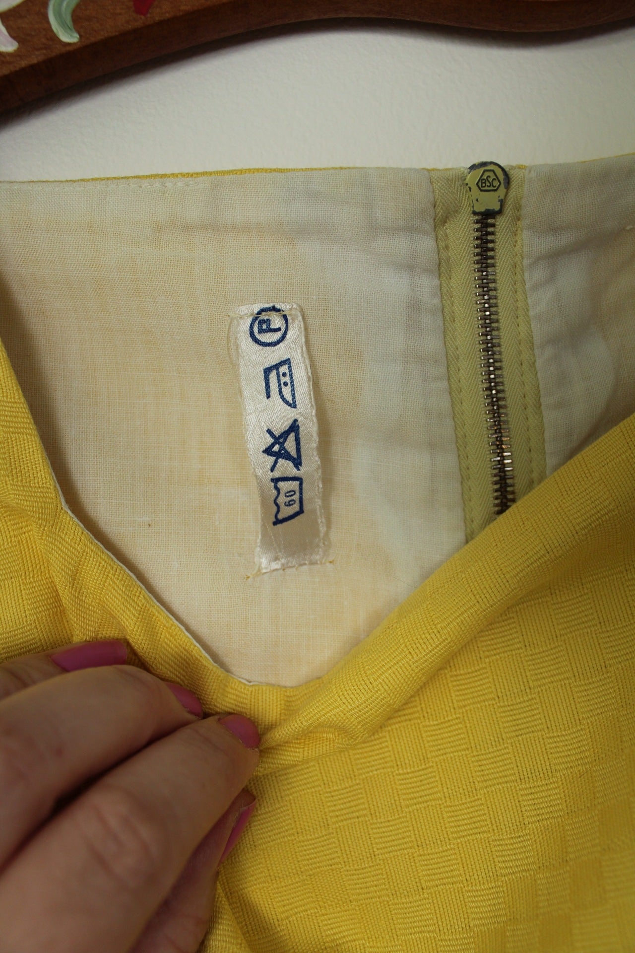 🌸🍒Robe vintage 60's jaune soleil carreaux tissés - Taille 34/36🍒🌸
