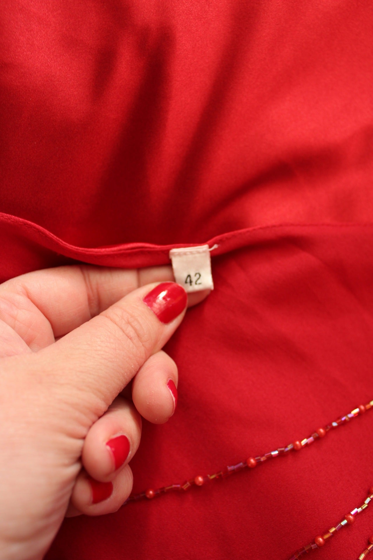 ✨Robe de soirée rouge satinée vintage perlée 80/90s - collier intégré✨