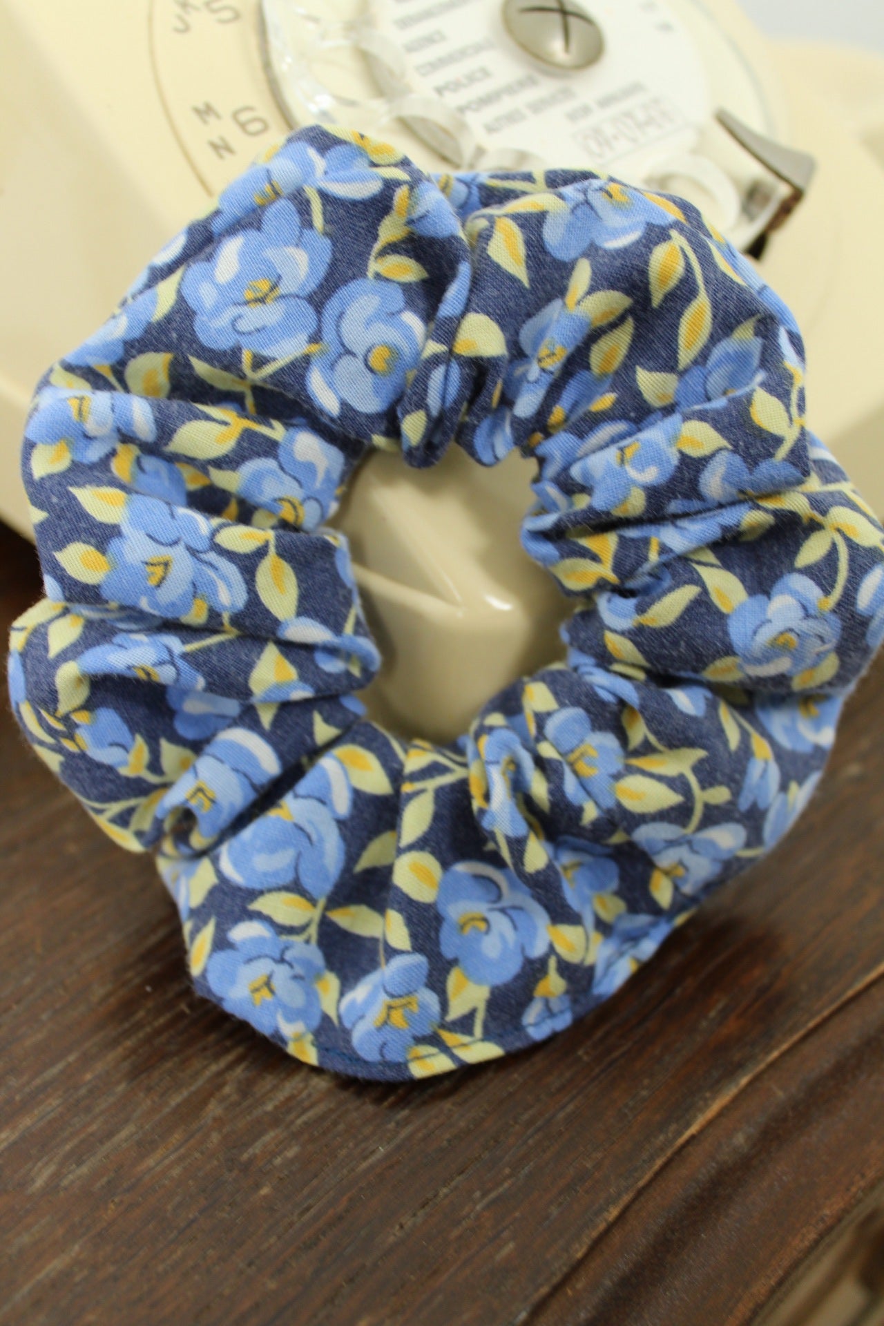 🎀Chouchou bleu vintage années 80/90s fleuri🎀