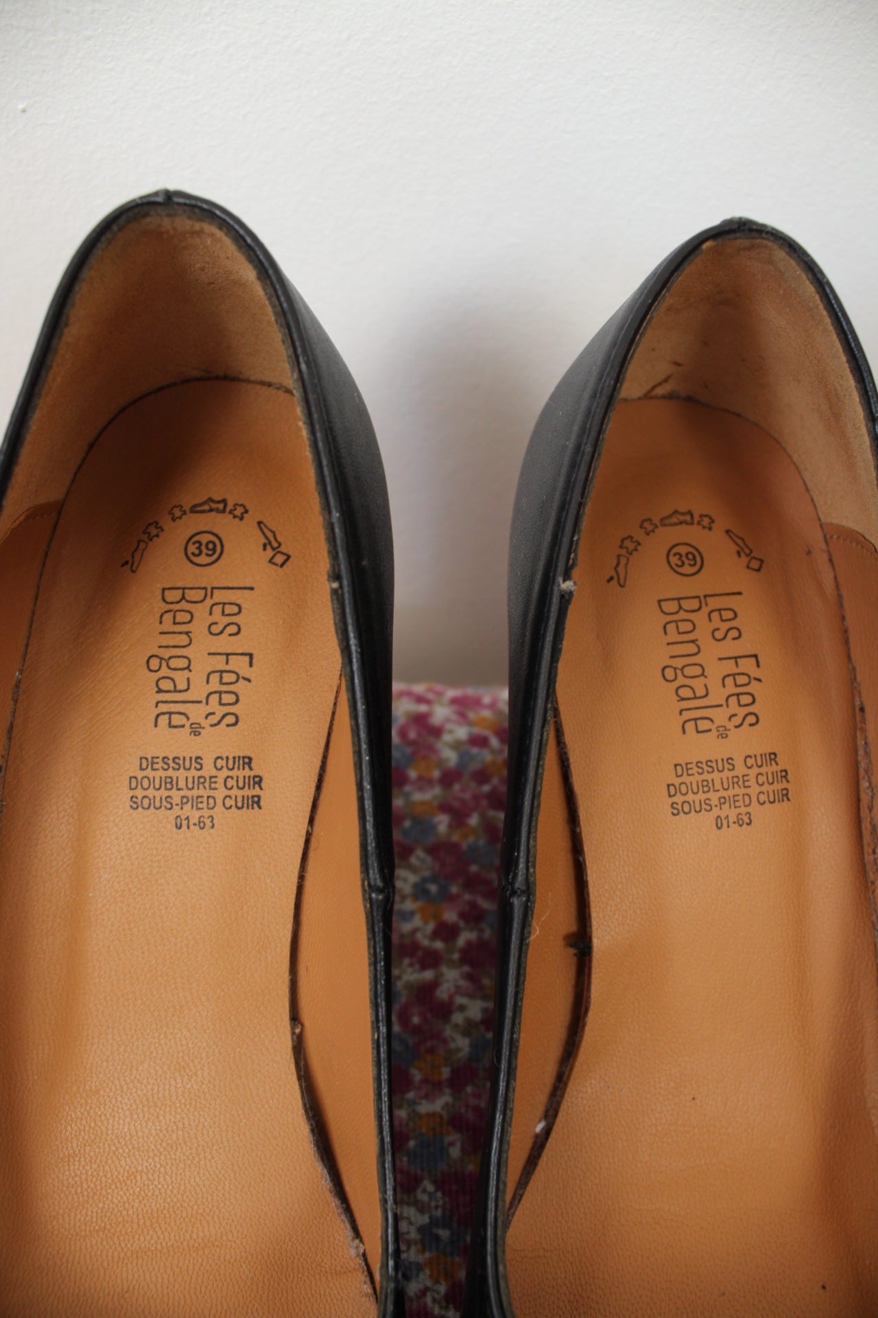 🌸🍒Escarpins rétro Les Fées de Bengale tout cuir & talon large - pointure 39🍒🌸