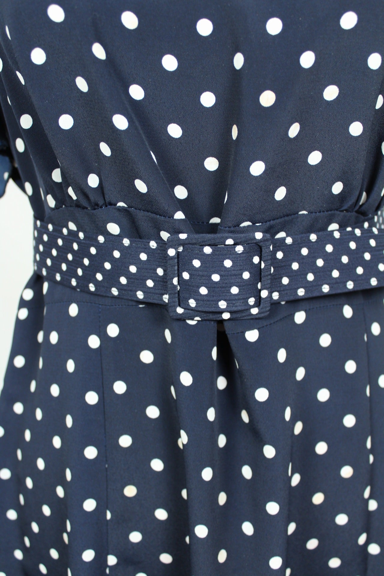 🌸🍒Robe vintage 80/90's marine à pois style pin-up/rockabilly - Taille 40🍒🌸