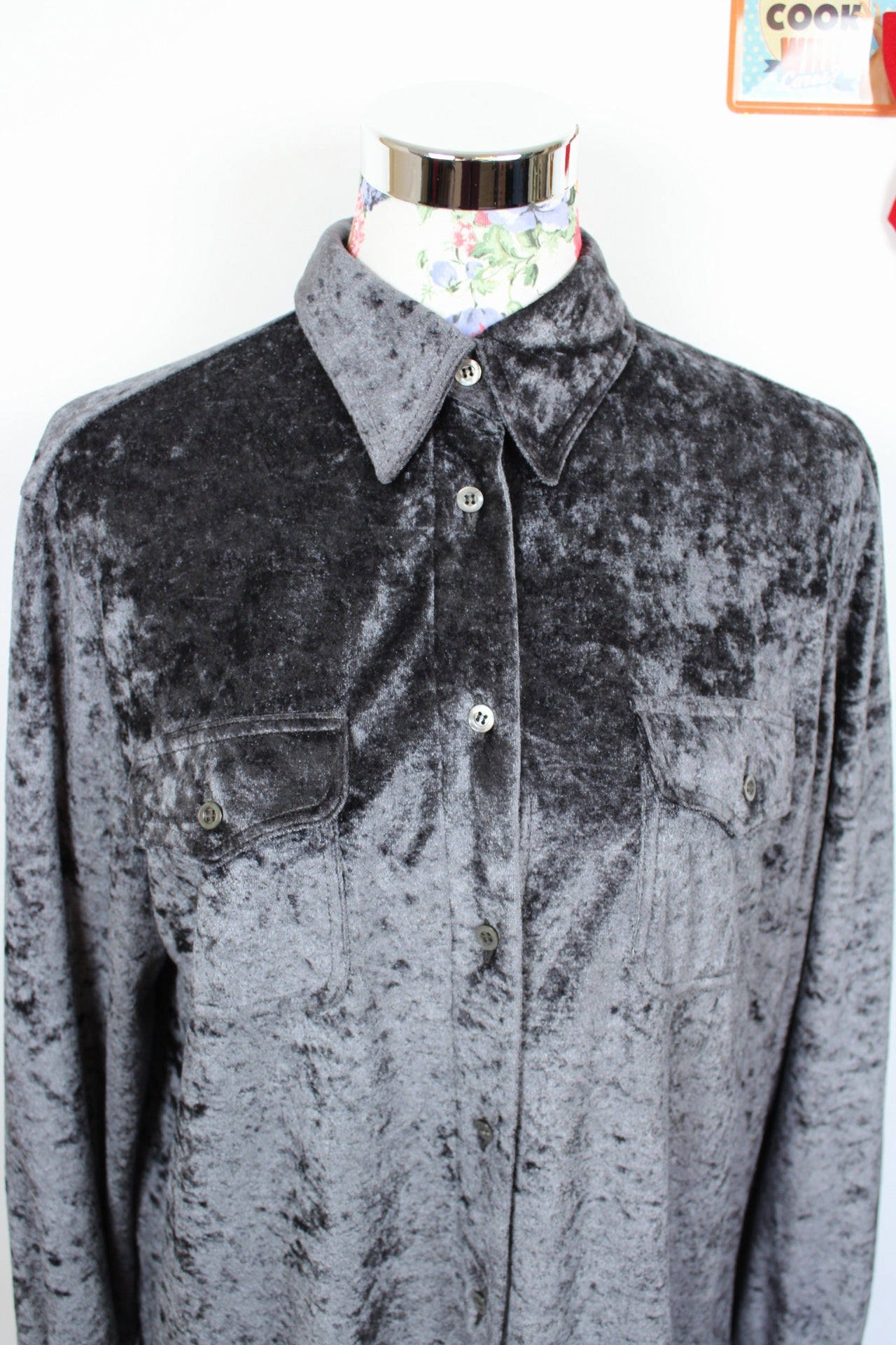 ✨Chemise vintage 90's en velours gris - Miro Sport - Made in Italy - T.38 à 42✨