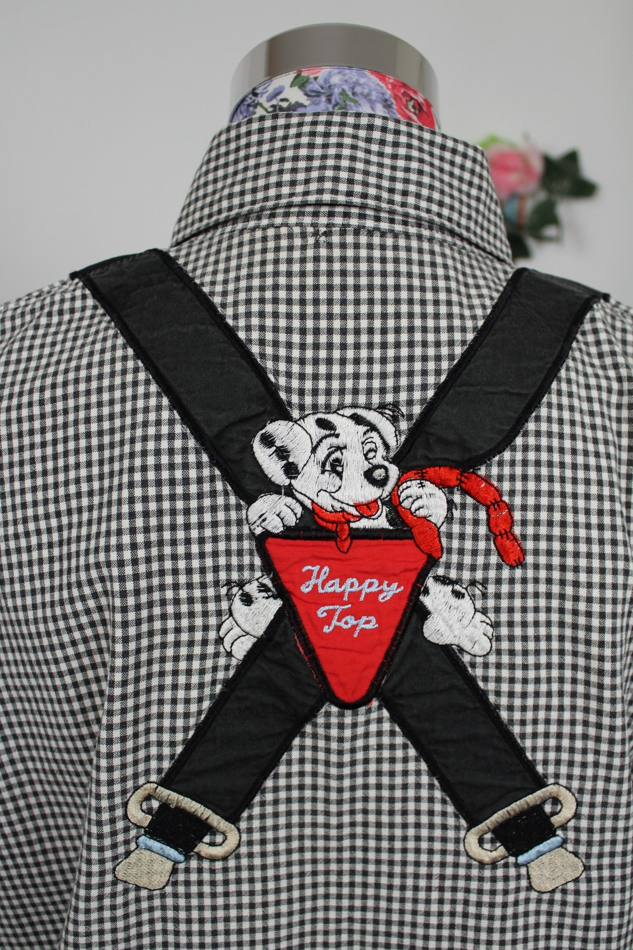 🍒🌸Chemise vintage 90s carreaux et dalmatiens brodés - Taille 40 à 44🌸🍒