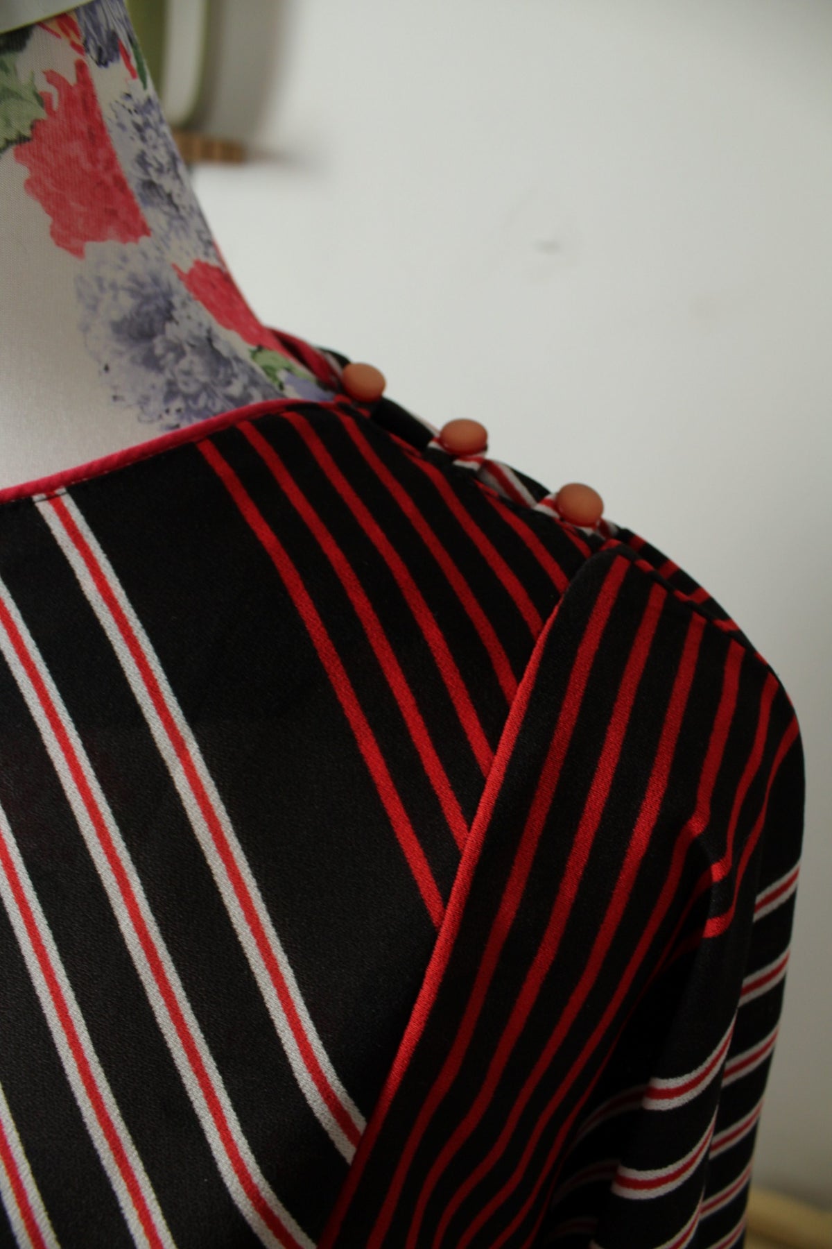 Robe vintage années 70 manches longues rayée automne chic - Taille 40/42
